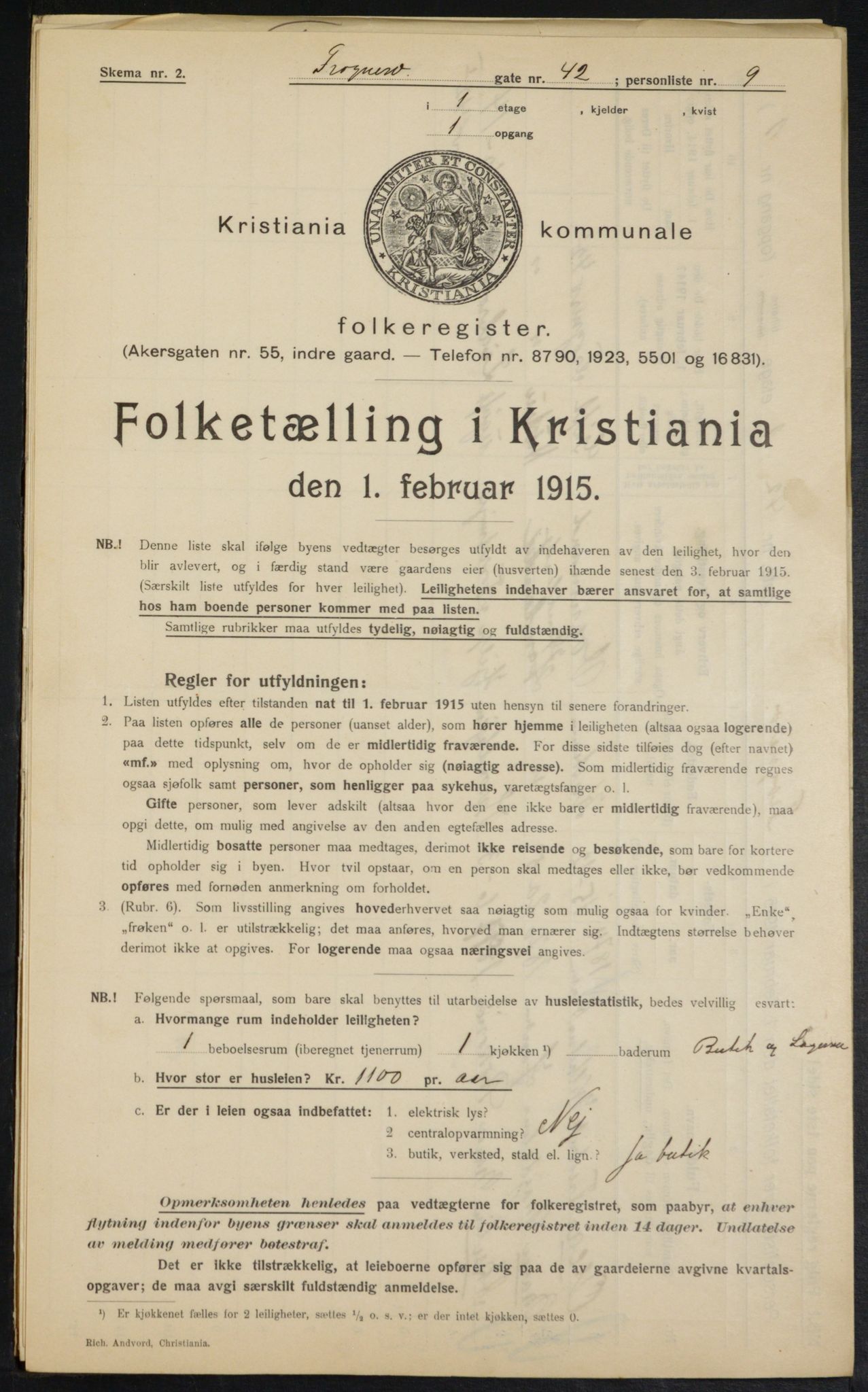 OBA, Kommunal folketelling 1.2.1915 for Kristiania, 1915, s. 27340