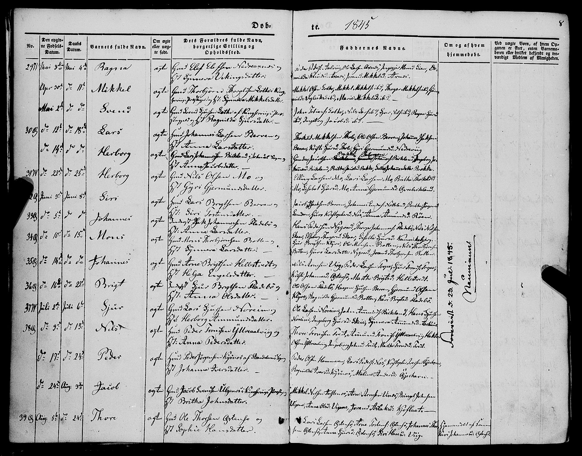 Kvam sokneprestembete, AV/SAB-A-76201/H/Haa: Ministerialbok nr. A 8, 1844-1863, s. 8