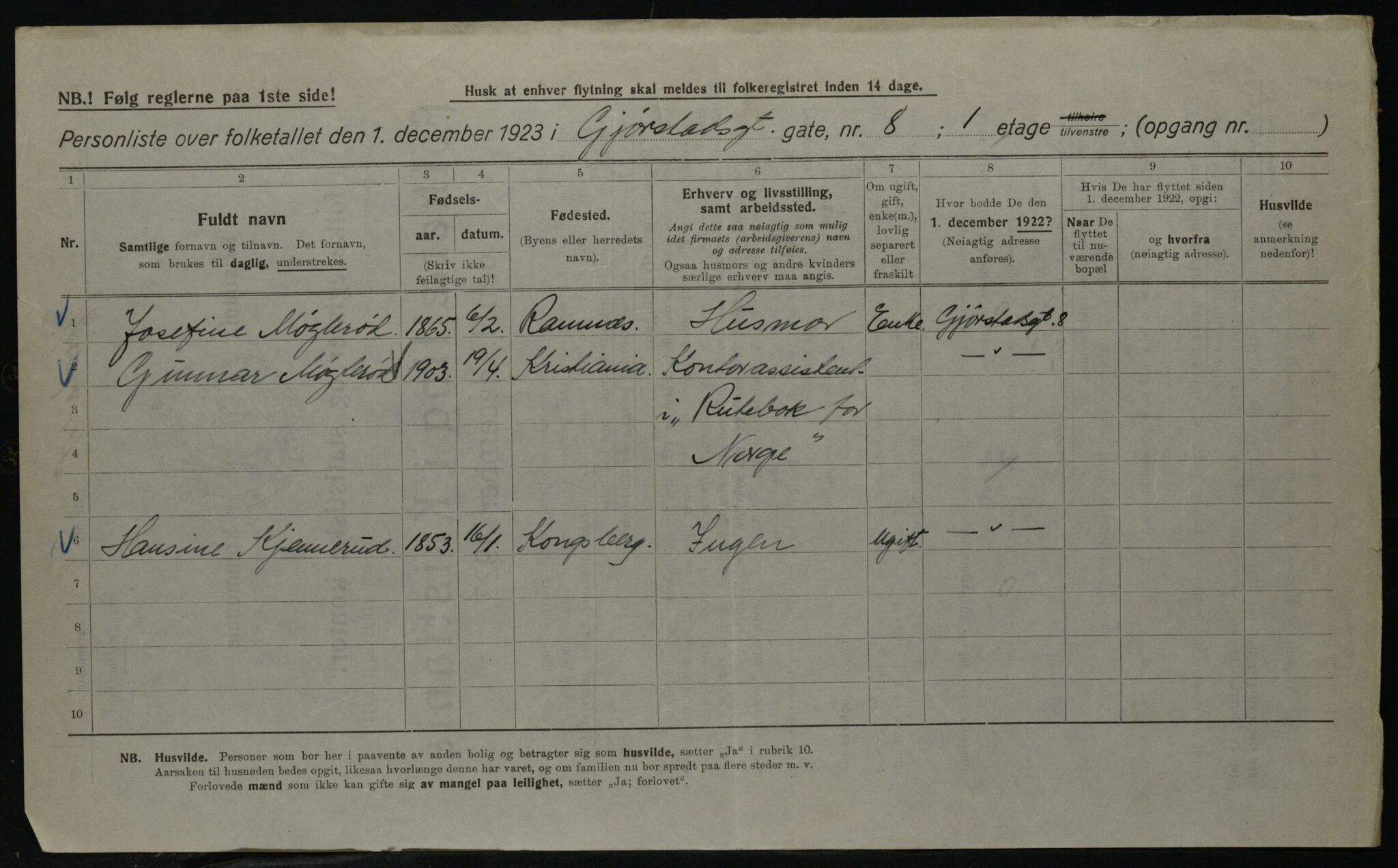 OBA, Kommunal folketelling 1.12.1923 for Kristiania, 1923, s. 33250