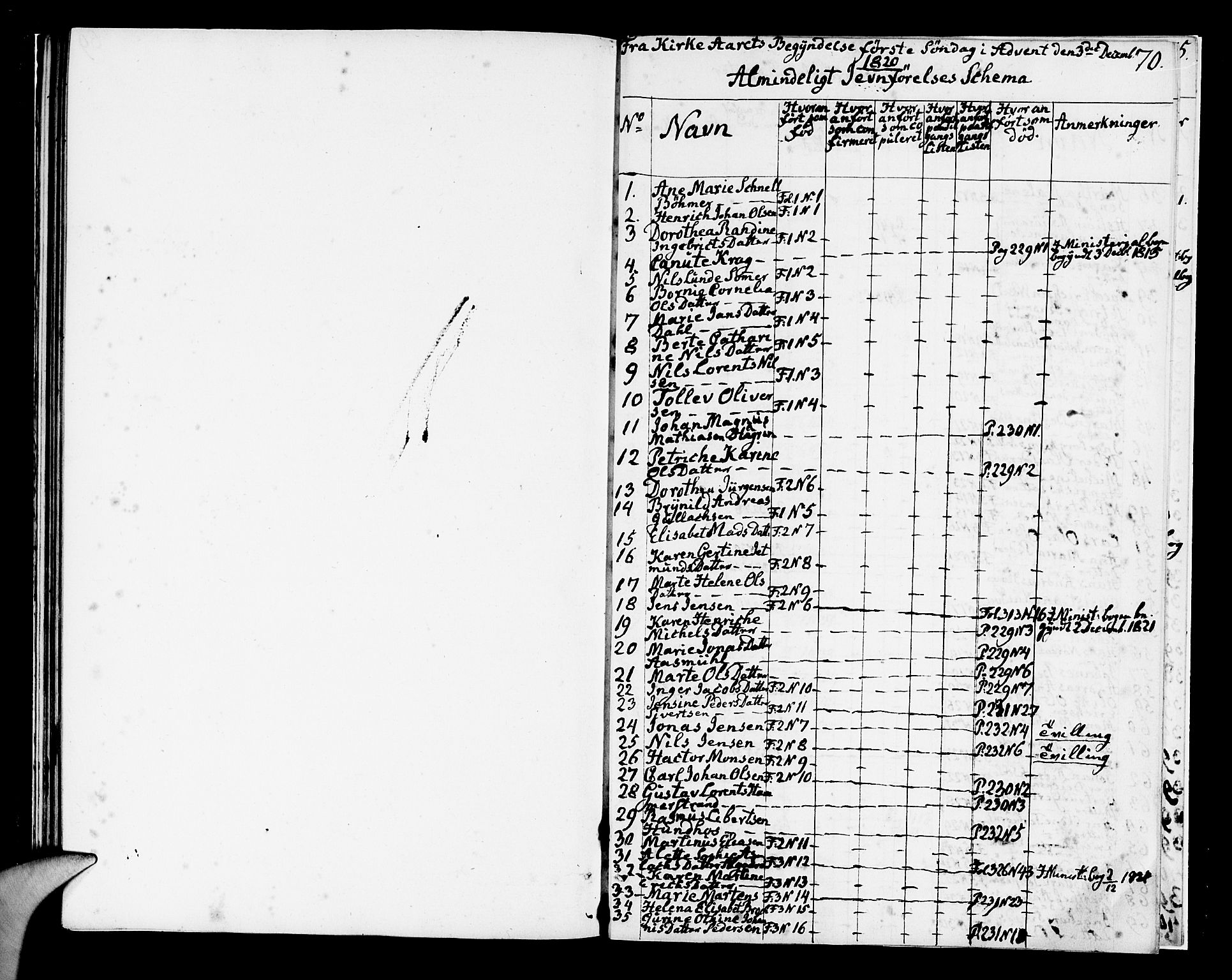 Korskirken sokneprestembete, SAB/A-76101/H/Hab: Klokkerbok nr. A 2, 1820-1832, s. 70