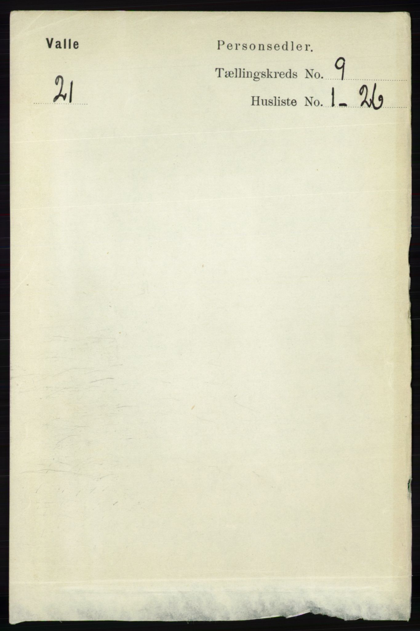 RA, Folketelling 1891 for 0940 Valle herred, 1891, s. 2443