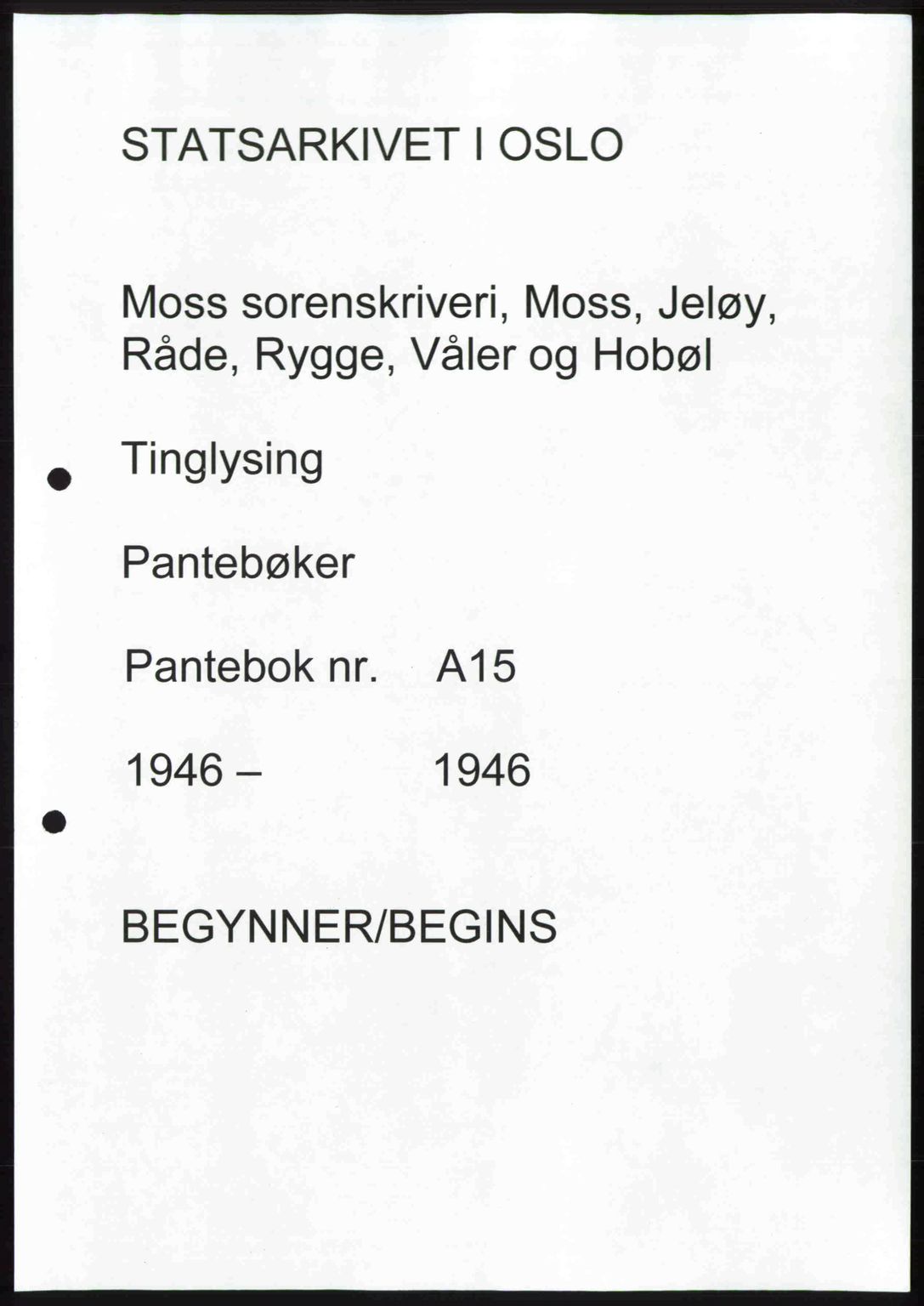 Moss sorenskriveri, SAO/A-10168: Pantebok nr. A15, 1946-1946