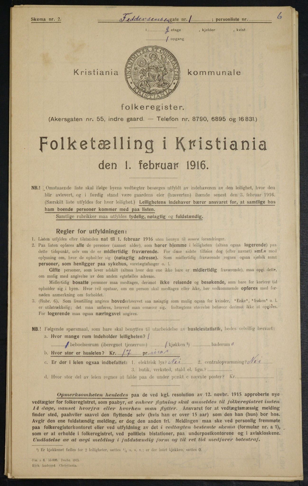 OBA, Kommunal folketelling 1.2.1916 for Kristiania, 1916, s. 24373