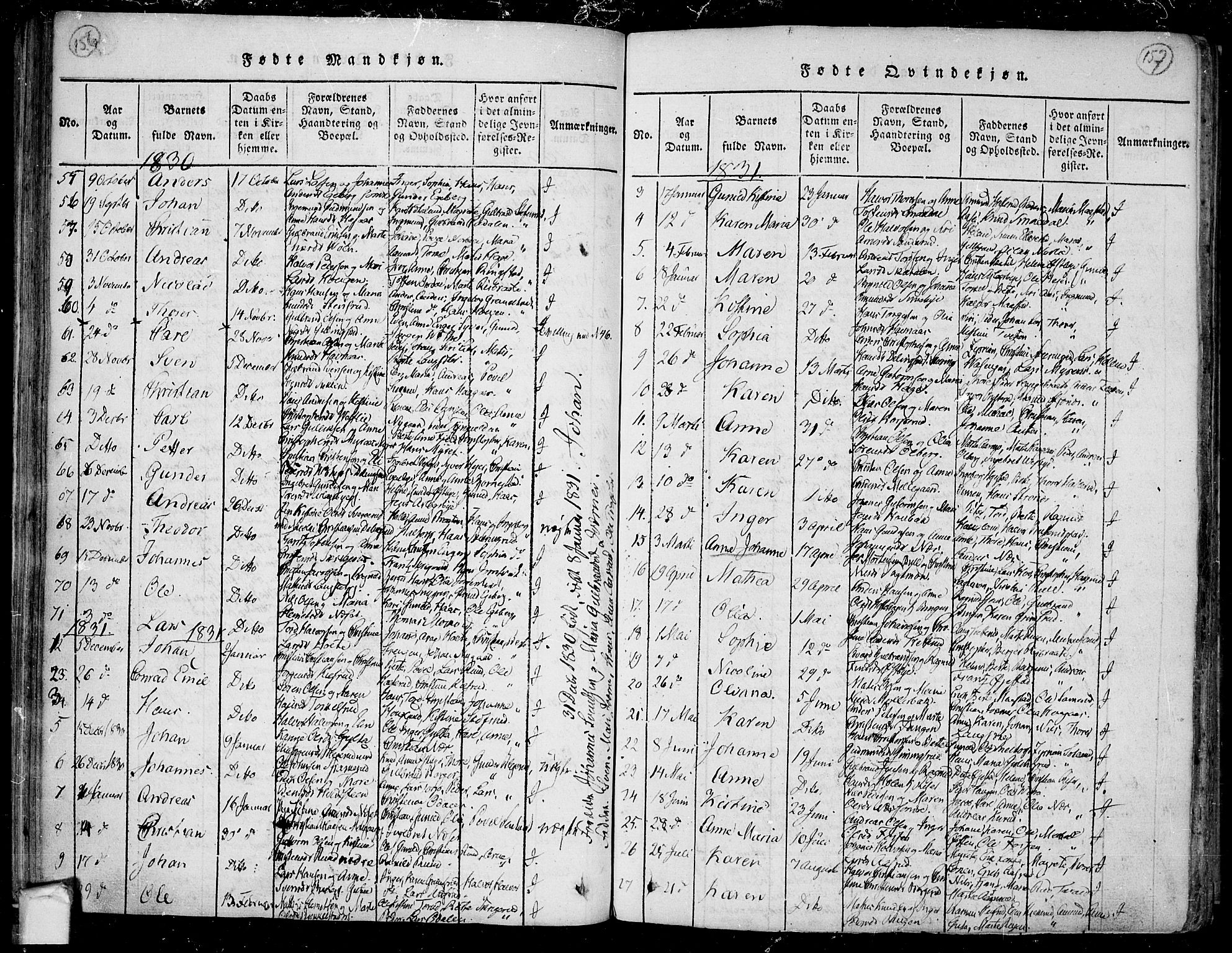 Trøgstad prestekontor Kirkebøker, AV/SAO-A-10925/F/Fa/L0006: Ministerialbok nr. I 6, 1815-1844, s. 156-157