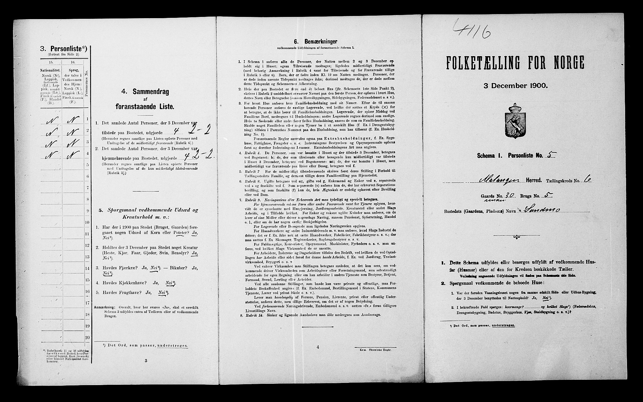 SATØ, Folketelling 1900 for 1932 Malangen herred, 1900, s. 399