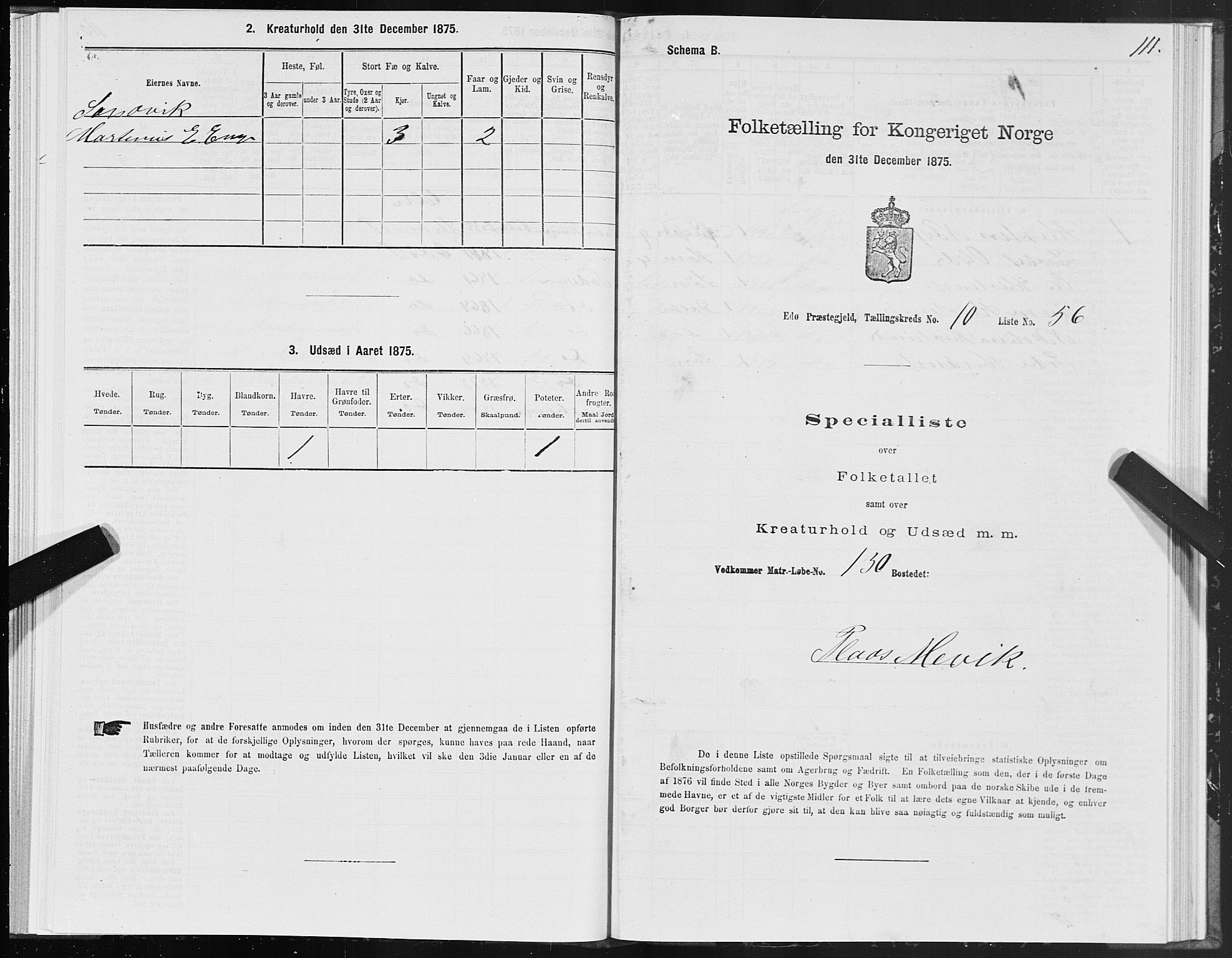 SAT, Folketelling 1875 for 1573P Edøy prestegjeld, 1875, s. 5111