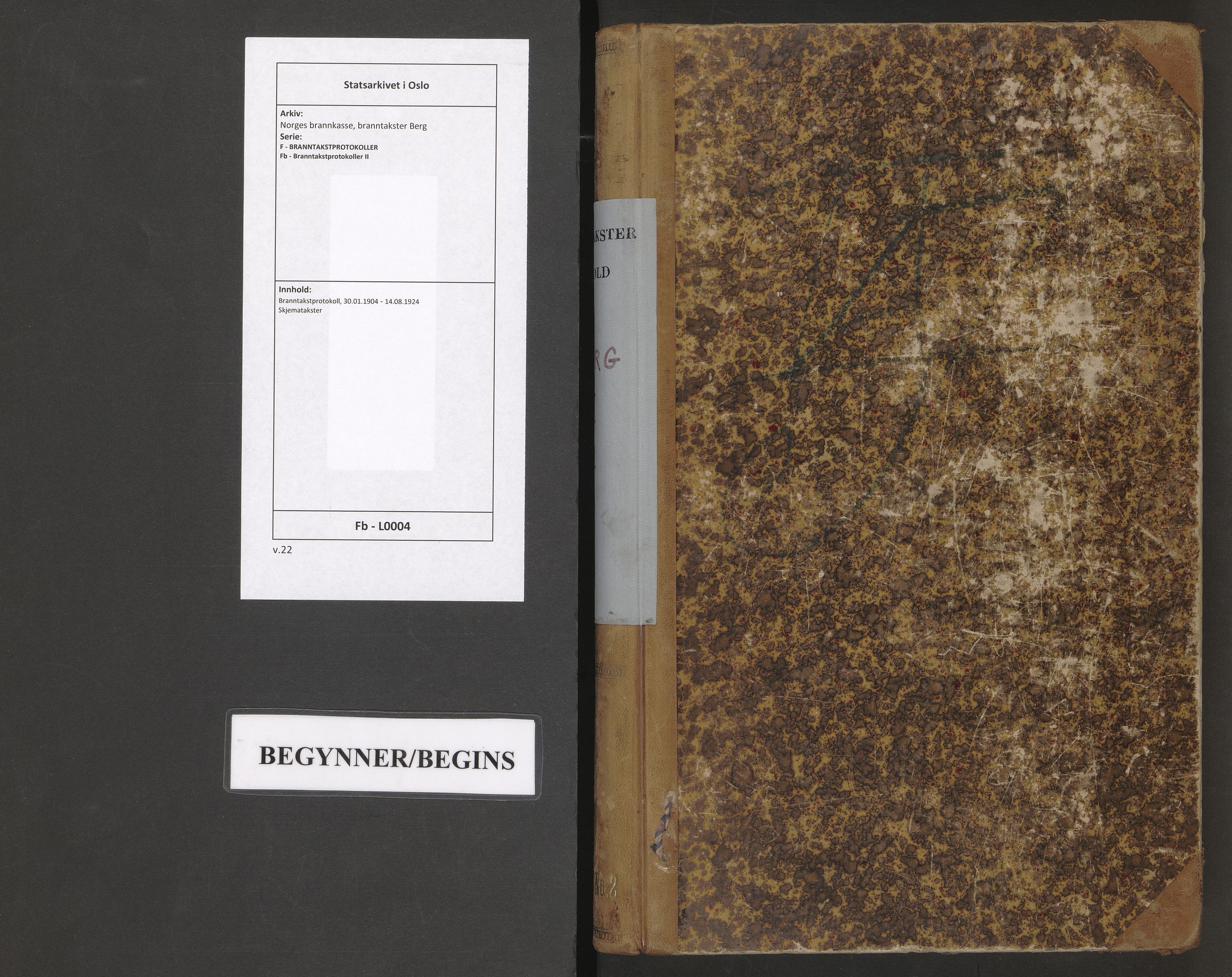 Norges brannkasse, branntakster Berg, AV/SAO-A-11383/F/Fb/L0004: Branntakstprotokoll, 1904-1924