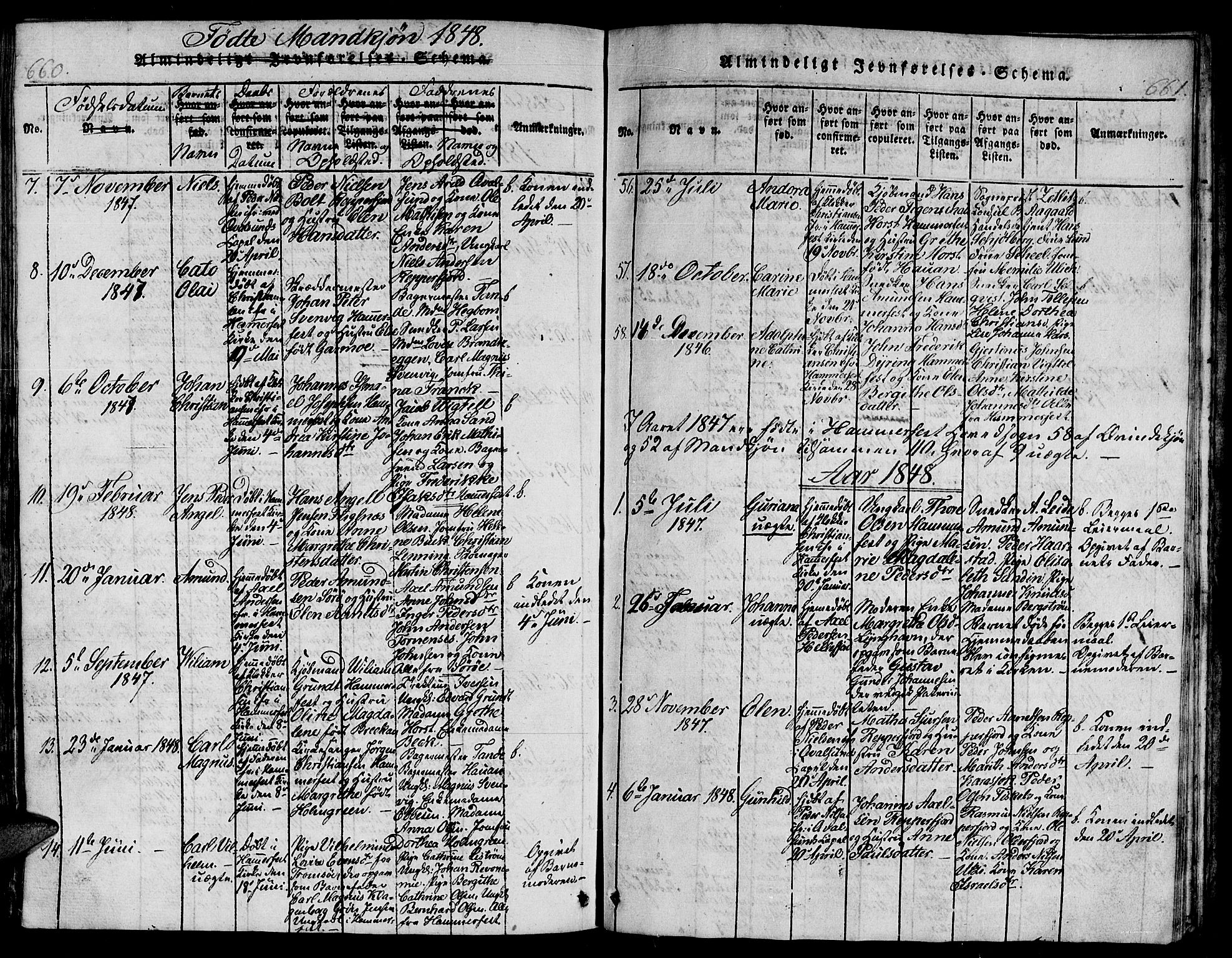 Hammerfest sokneprestkontor, AV/SATØ-S-1347/H/Hb/L0001.klokk: Klokkerbok nr. 1, 1822-1850, s. 660-661