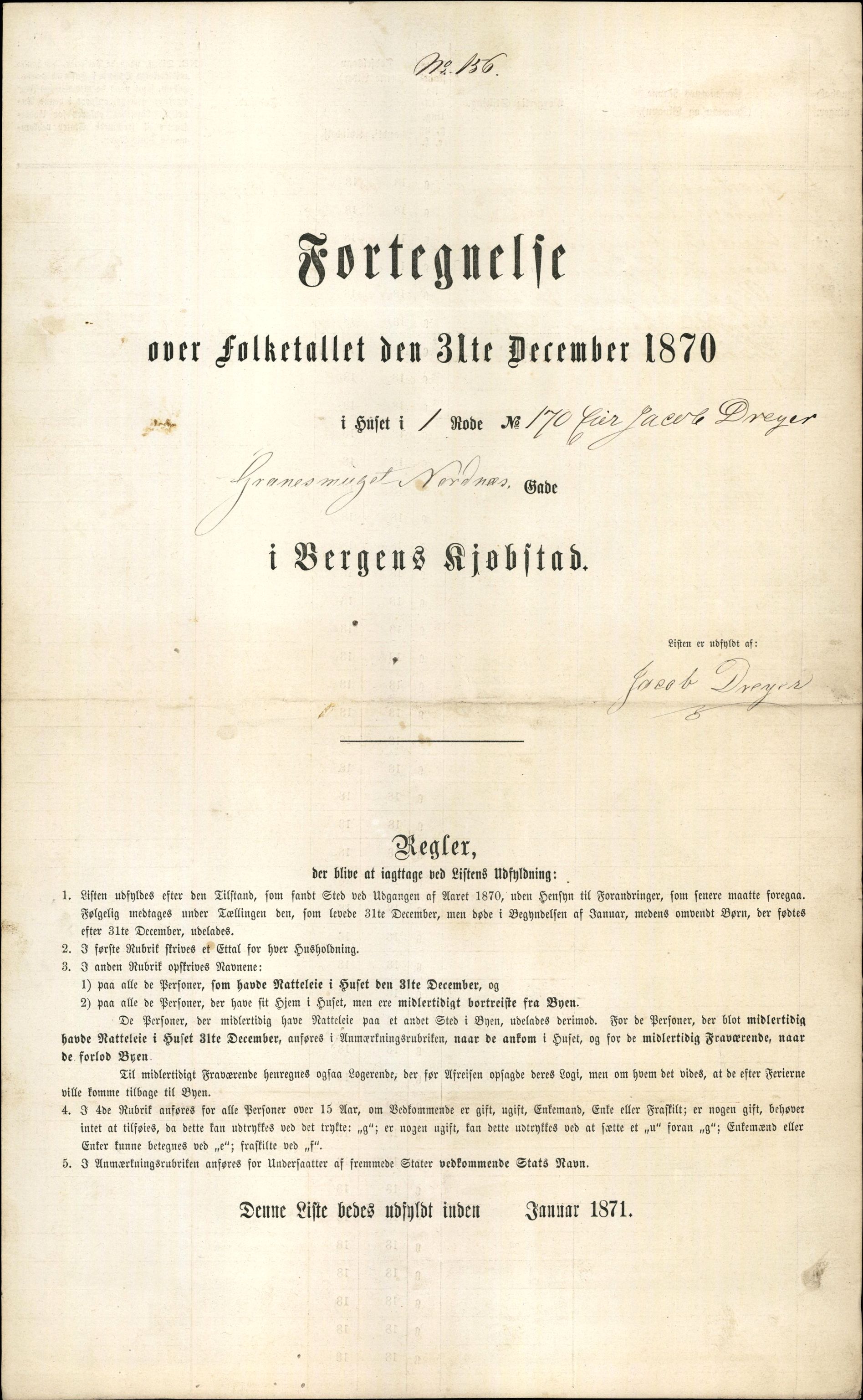 RA, Folketelling 1870 for 1301 Bergen kjøpstad, 1870