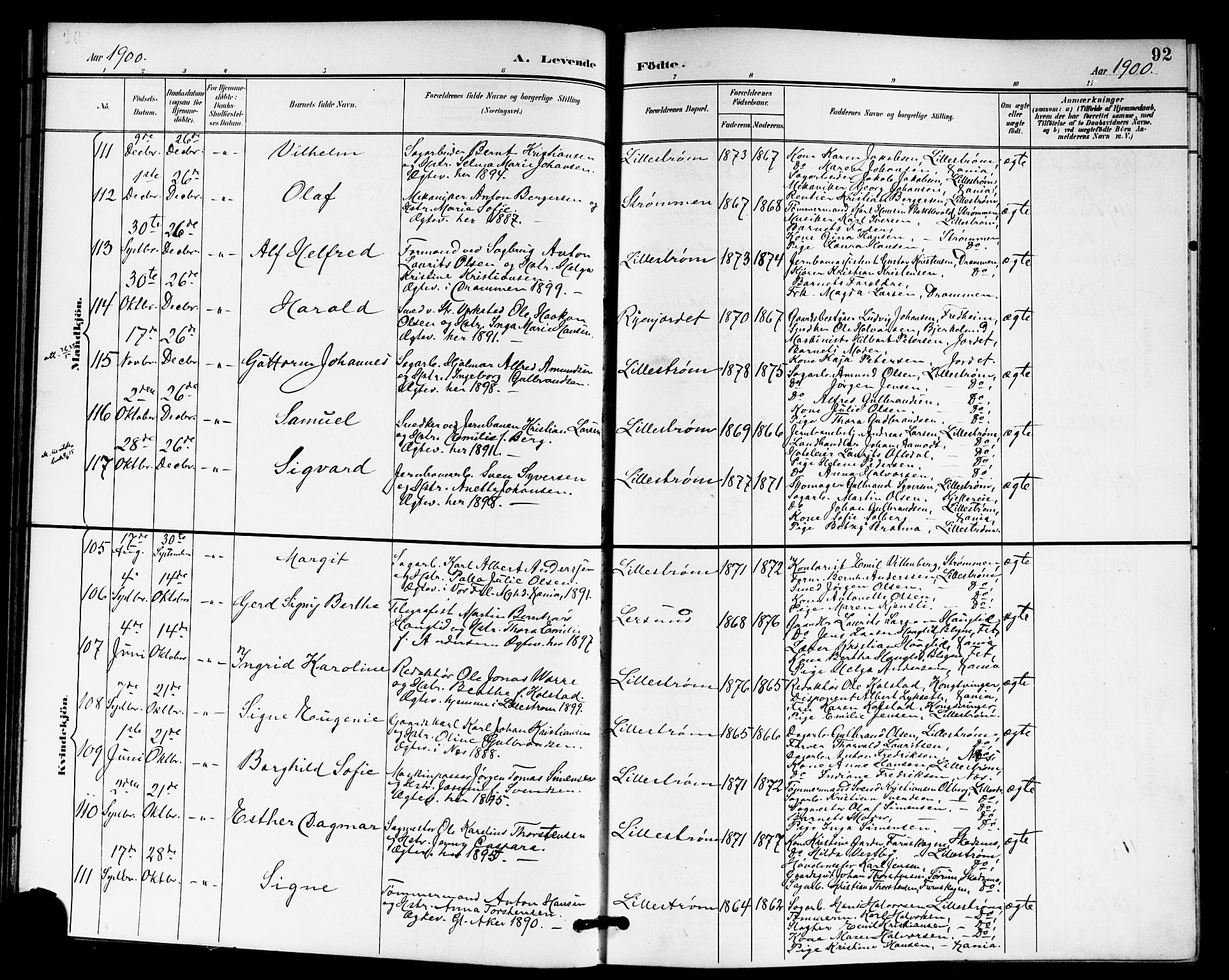 Skedsmo prestekontor Kirkebøker, AV/SAO-A-10033a/G/Ga/L0005a: Klokkerbok nr. I 5A, 1896-1901, s. 92