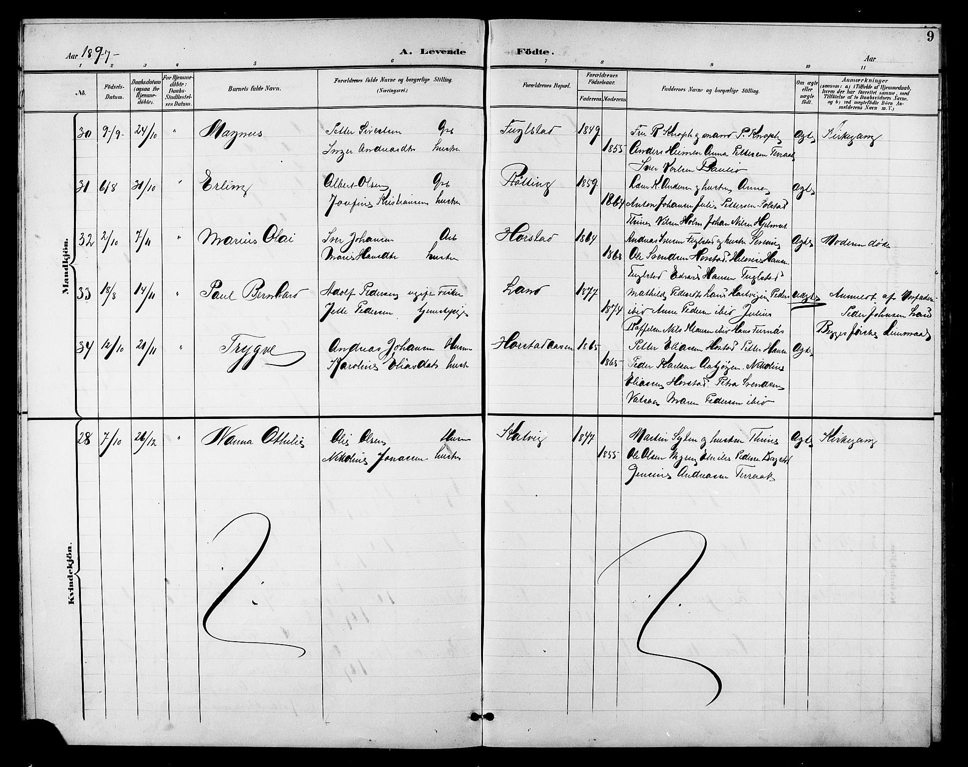 Ministerialprotokoller, klokkerbøker og fødselsregistre - Nordland, AV/SAT-A-1459/810/L0161: Klokkerbok nr. 810C04, 1897-1910, s. 9