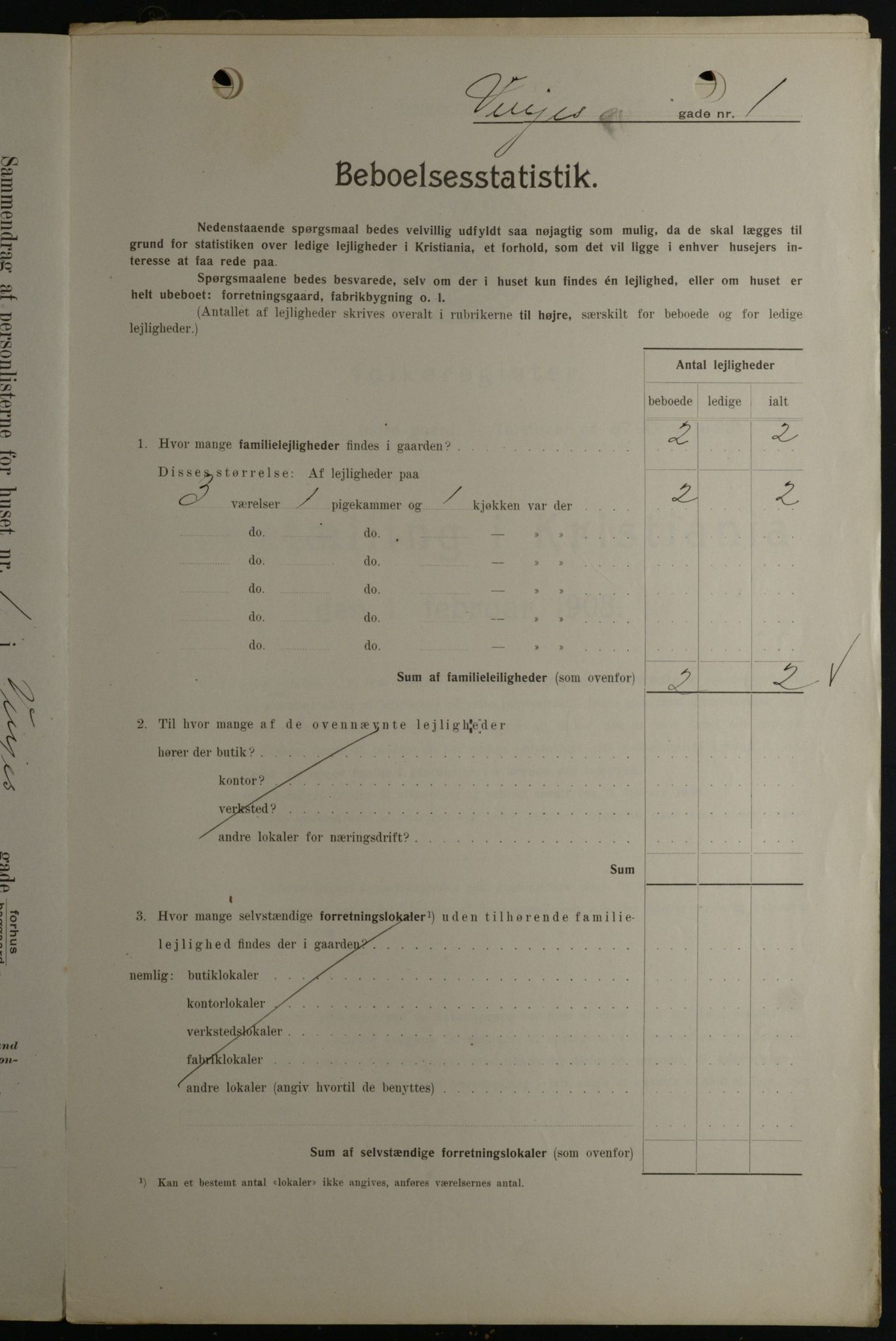 OBA, Kommunal folketelling 1.2.1908 for Kristiania kjøpstad, 1908, s. 111054