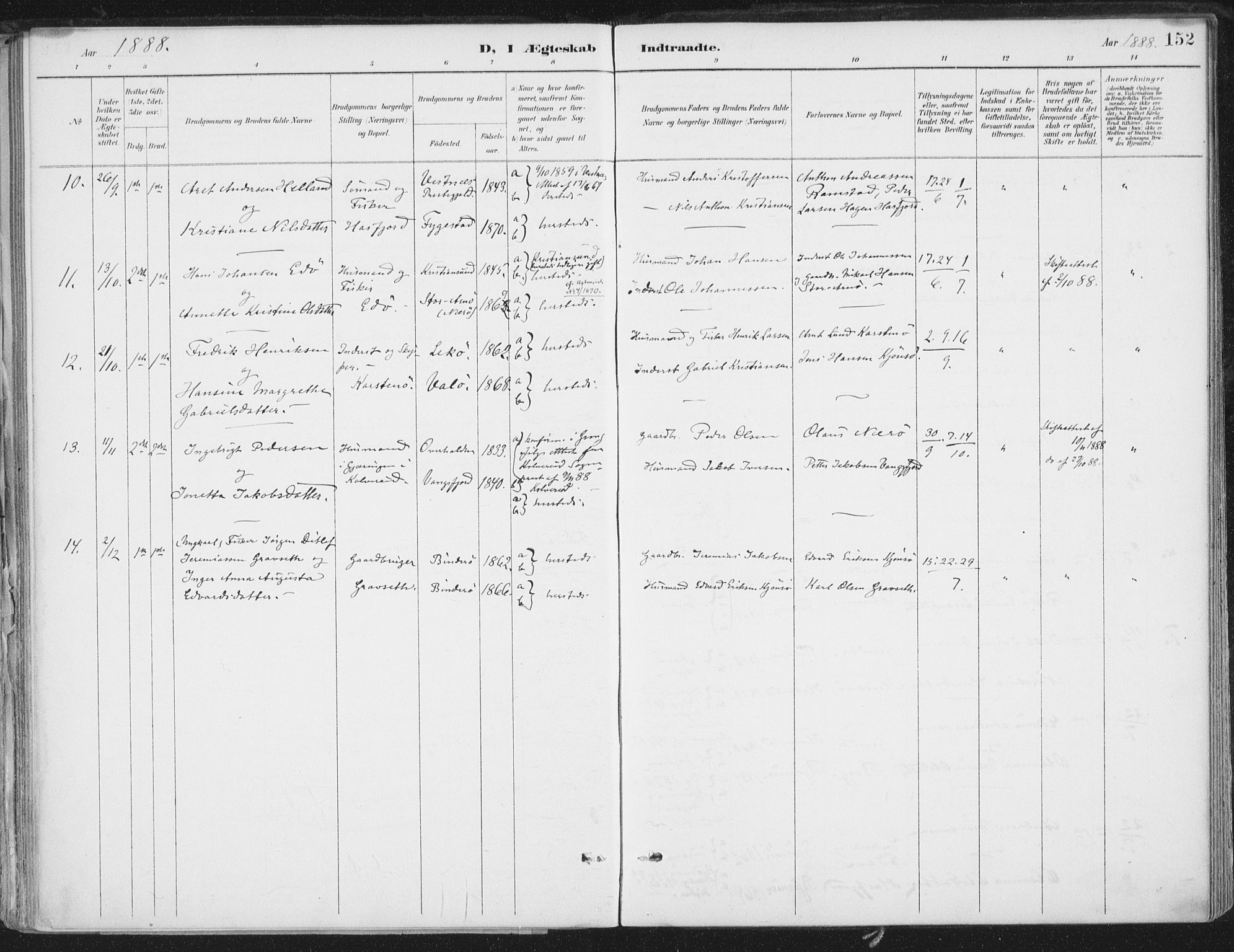 Ministerialprotokoller, klokkerbøker og fødselsregistre - Nord-Trøndelag, SAT/A-1458/786/L0687: Ministerialbok nr. 786A03, 1888-1898, s. 152