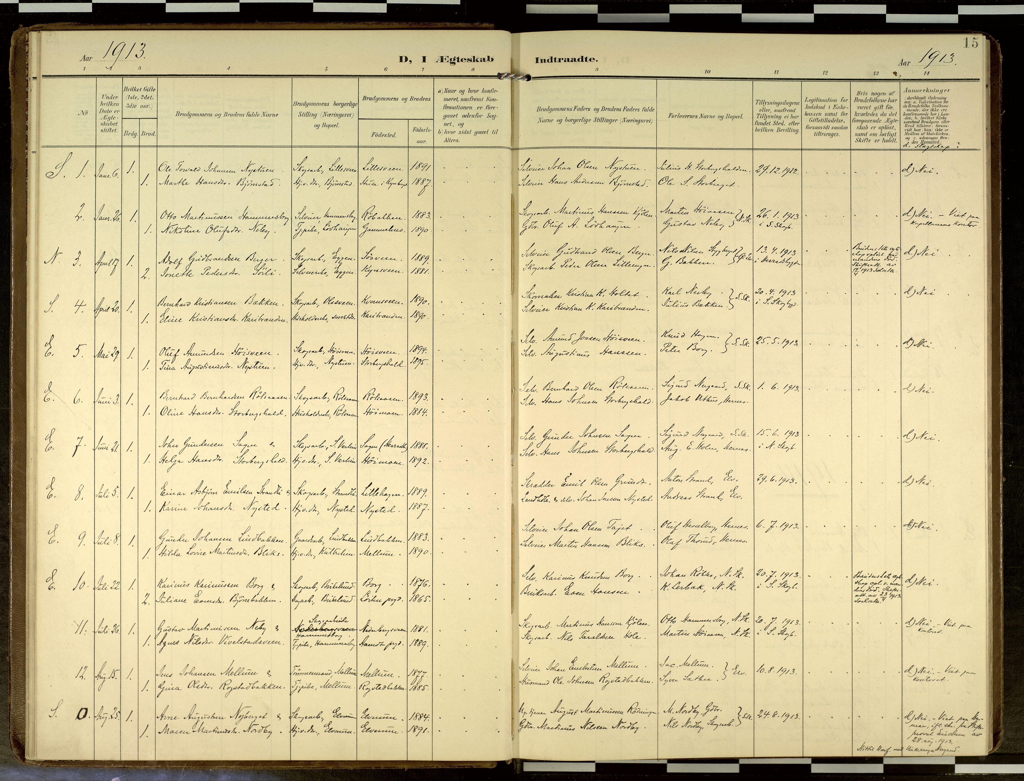 Elverum prestekontor, SAH/PREST-044/H/Ha/Haa/L0019: Ministerialbok nr. 19, 1903-1926, s. 15