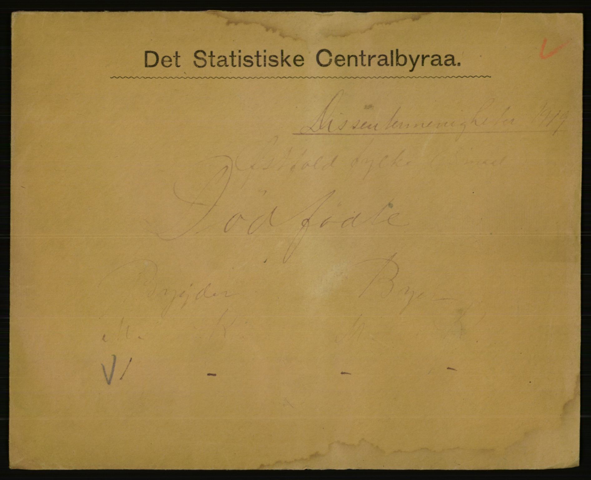 Statistisk sentralbyrå, Sosiodemografiske emner, Befolkning, RA/S-2228/E/L0017: Fødte, gifte, døde dissentere., 1919, s. 2737