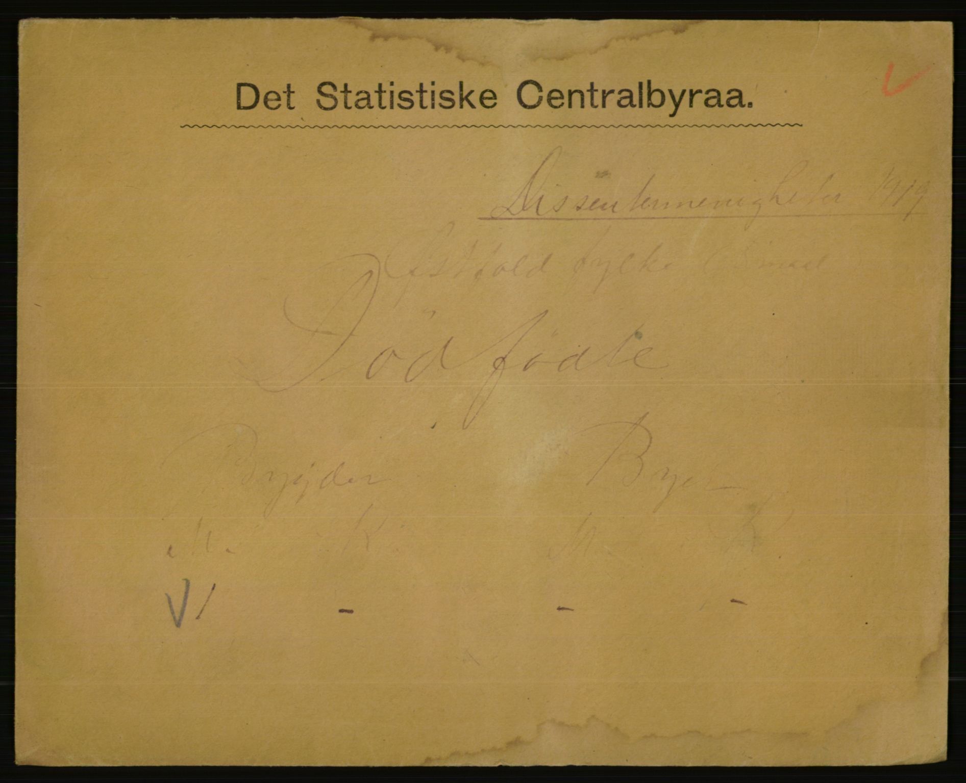 Statistisk sentralbyrå, Sosiodemografiske emner, Befolkning, AV/RA-S-2228/E/L0017: Fødte, gifte, døde dissentere., 1919, s. 2737