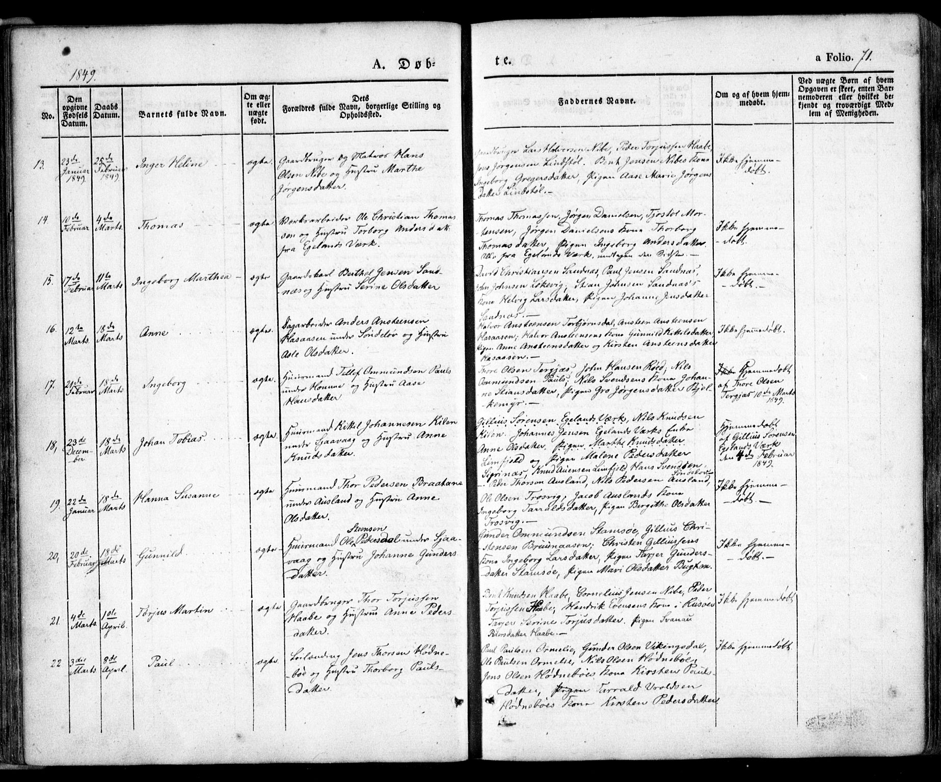Søndeled sokneprestkontor, AV/SAK-1111-0038/F/Fa/L0002: Ministerialbok nr. A 2, 1839-1860, s. 71