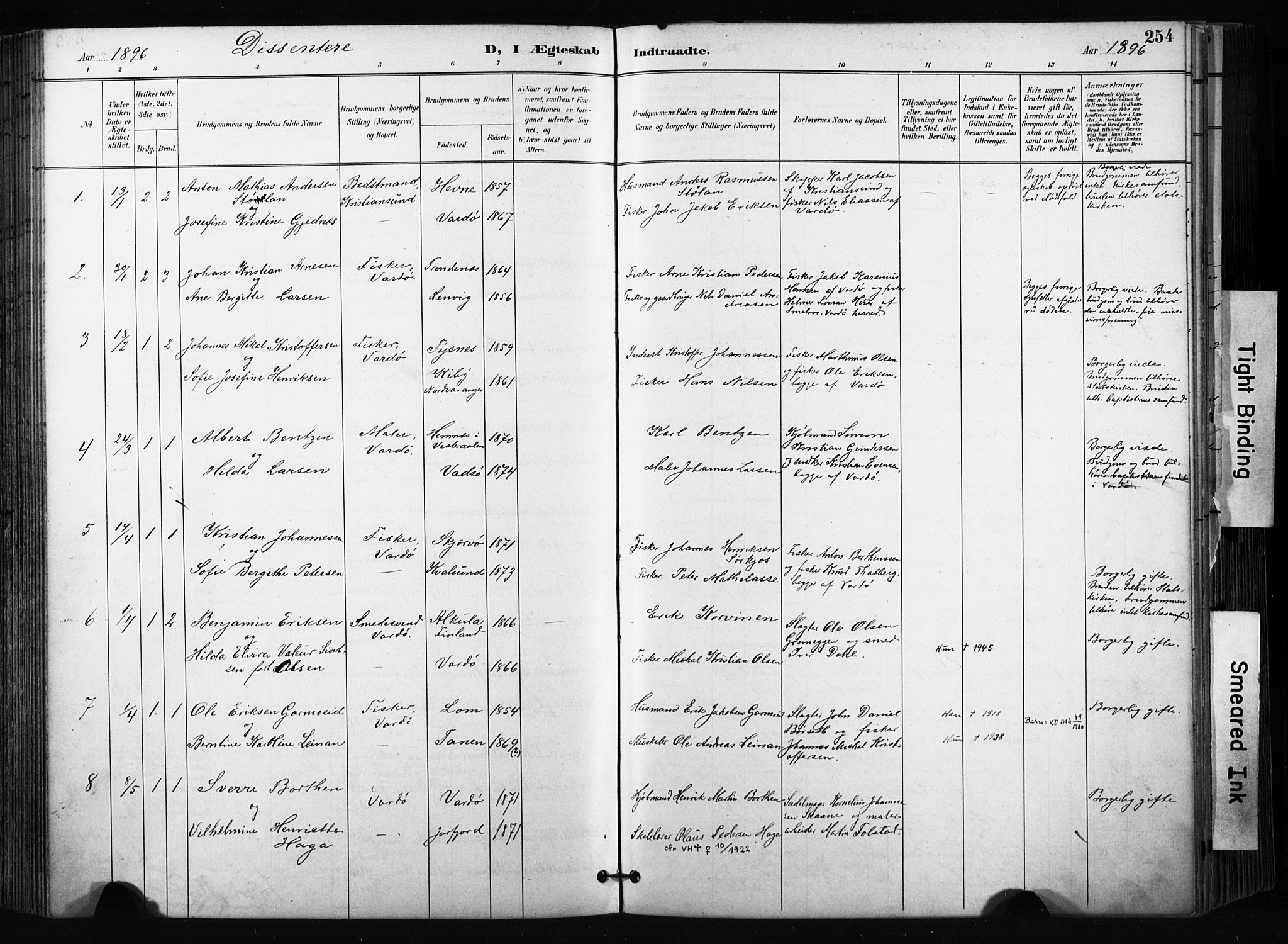 Vardø sokneprestkontor, AV/SATØ-S-1332/H/Ha/L0010kirke: Ministerialbok nr. 10, 1895-1907, s. 254