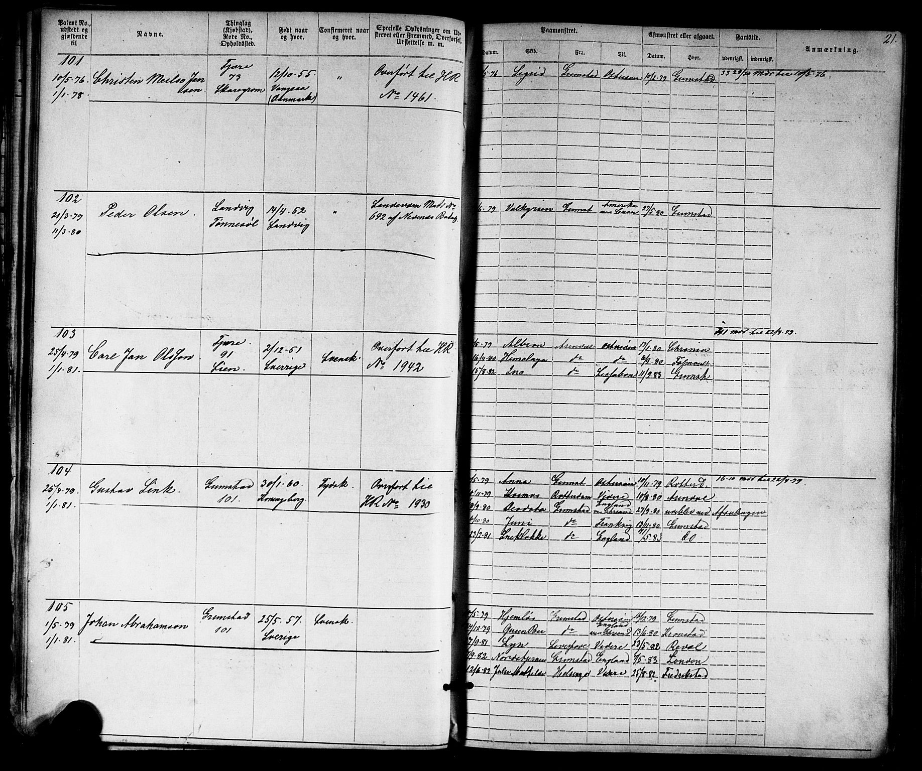 Grimstad mønstringskrets, AV/SAK-2031-0013/F/Fa/L0005: Annotasjonsrulle nr 1-1910 med register, V-18, 1870-1892, s. 44