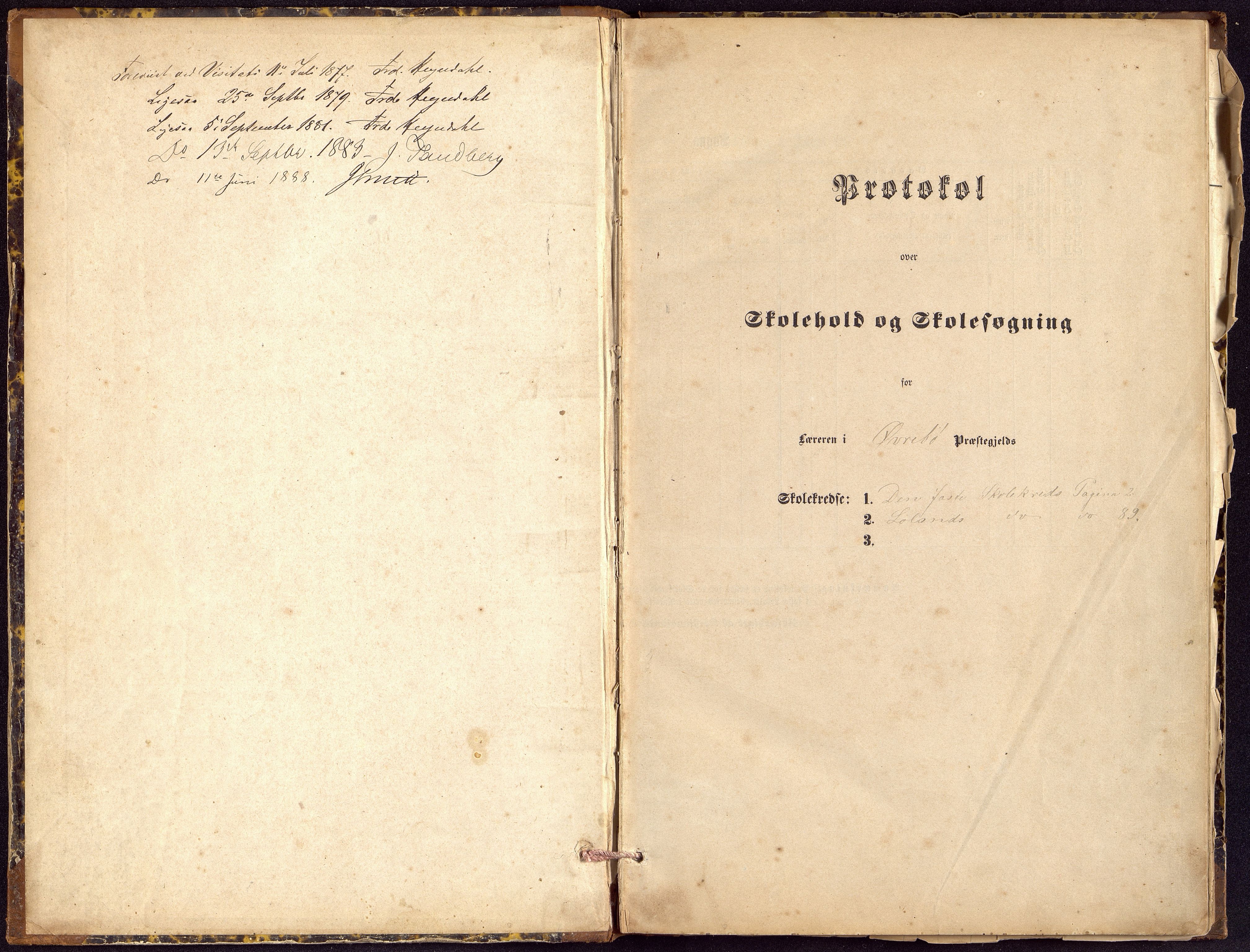 Øvrebø og Hægeland kommune - Skolestyret, ARKSOR/1014ØH550/G/L0003: Skoleprotokoll, Øvrebø og Loland kretser, 1869-1892