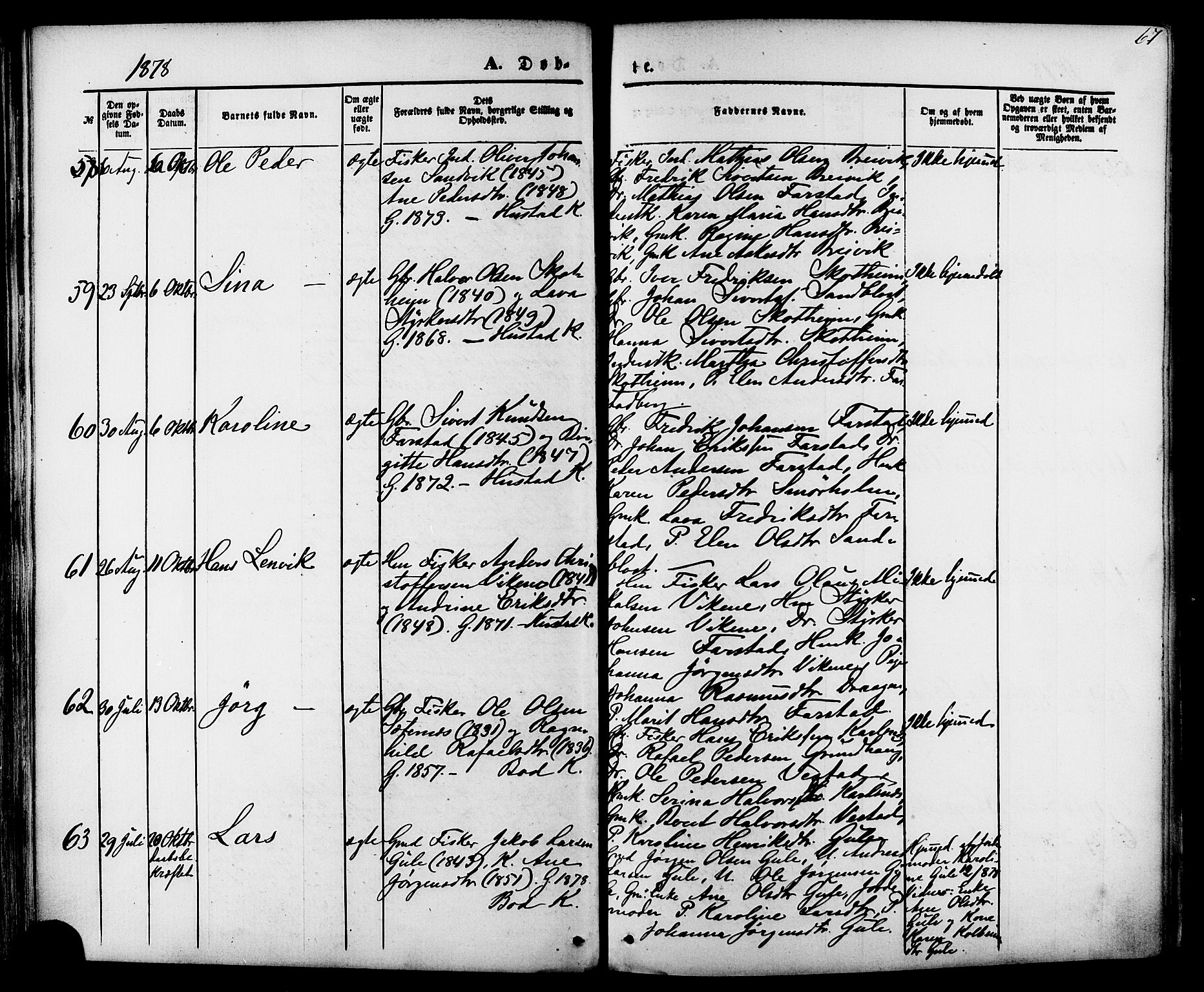 Ministerialprotokoller, klokkerbøker og fødselsregistre - Møre og Romsdal, AV/SAT-A-1454/566/L0768: Ministerialbok nr. 566A07, 1869-1881, s. 67