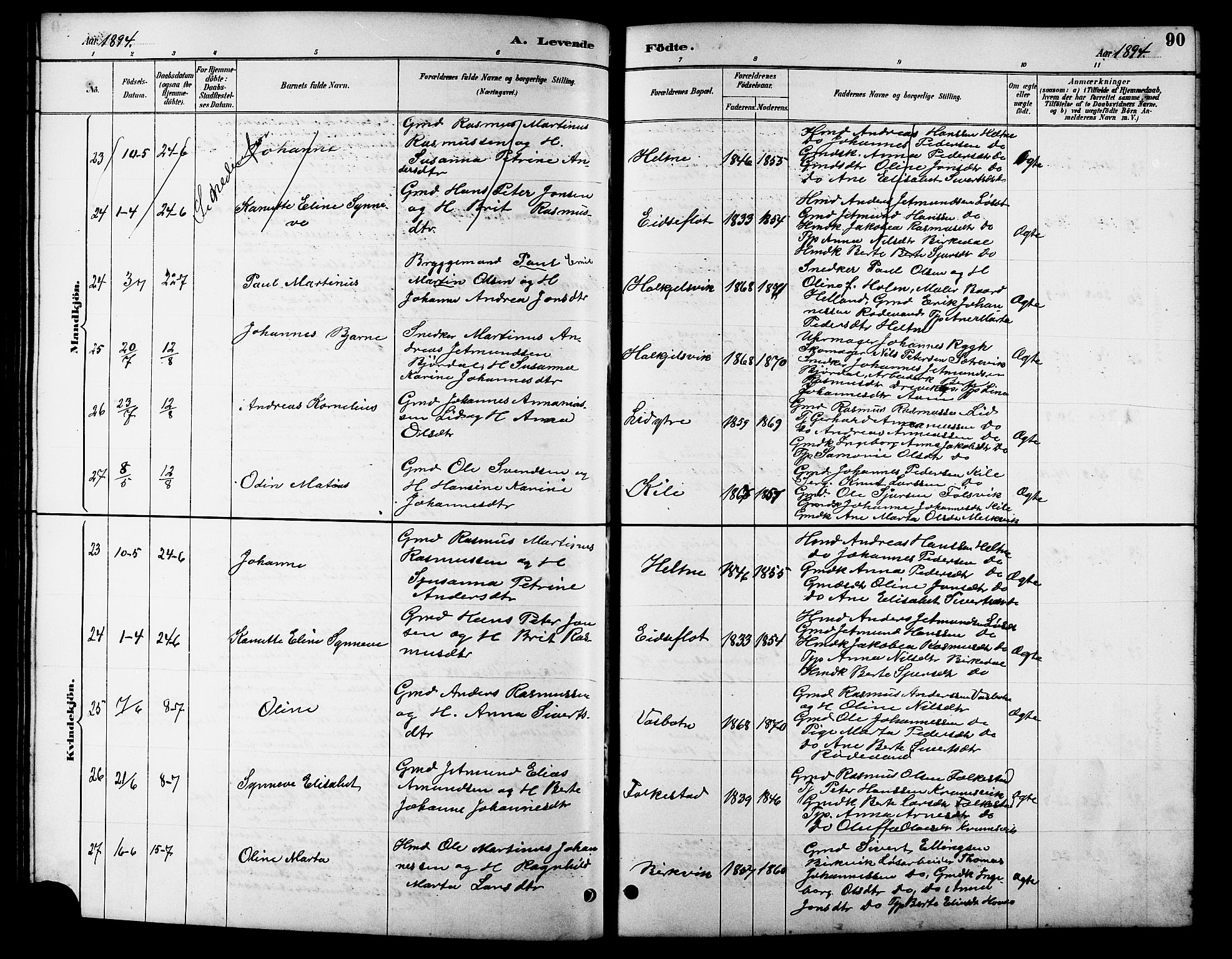 Ministerialprotokoller, klokkerbøker og fødselsregistre - Møre og Romsdal, AV/SAT-A-1454/511/L0158: Klokkerbok nr. 511C04, 1884-1903, s. 90