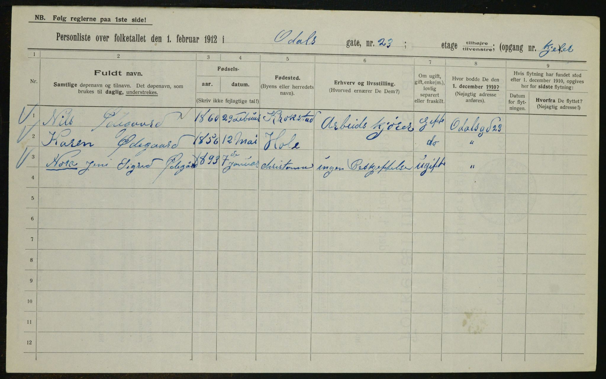 OBA, Kommunal folketelling 1.2.1912 for Kristiania, 1912, s. 75152