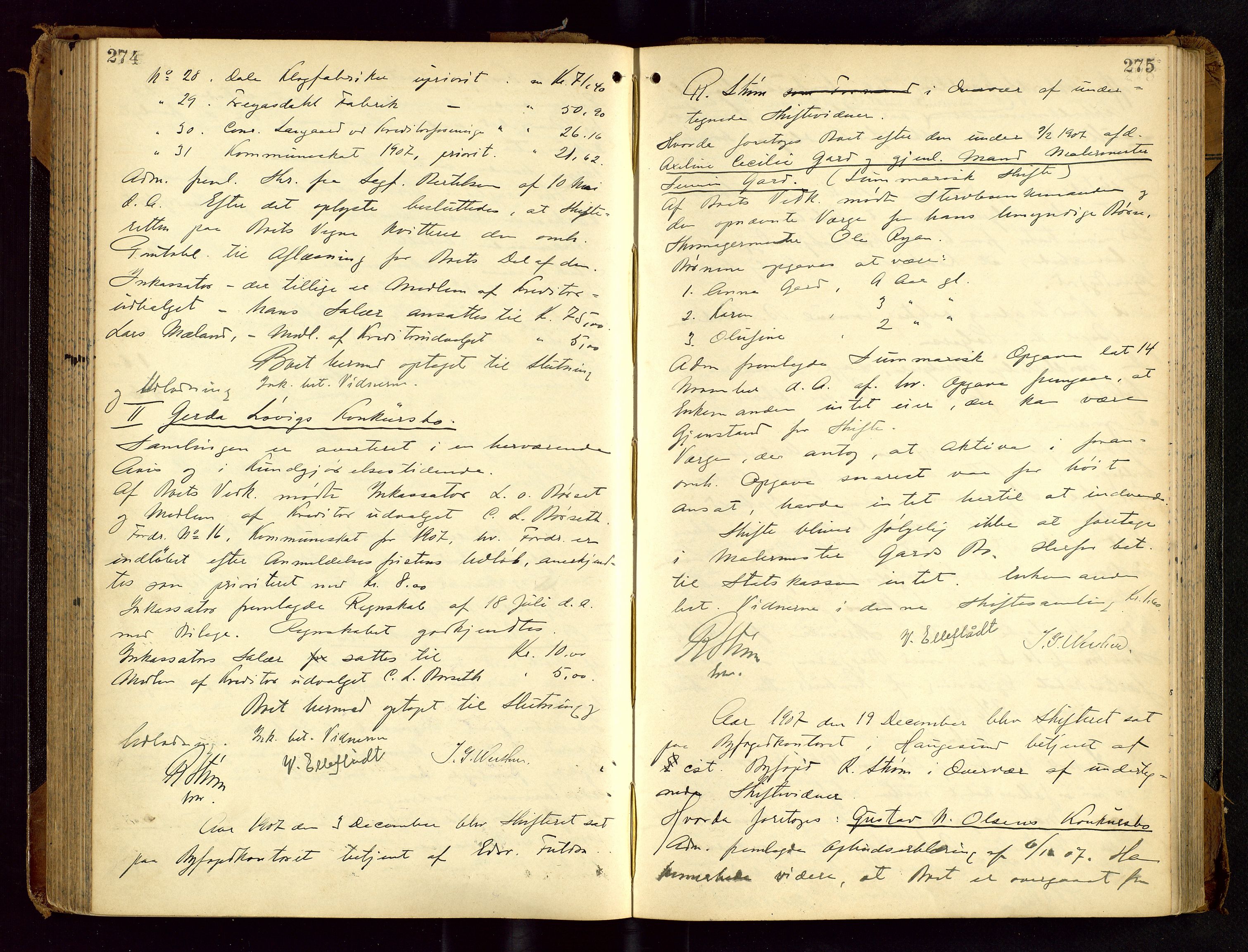 Haugesund tingrett, AV/SAST-A-101415/01/IV/IVC/L0001: Skifteforhandlingsprotokoll, med register, 1900-1912, s. 274-275