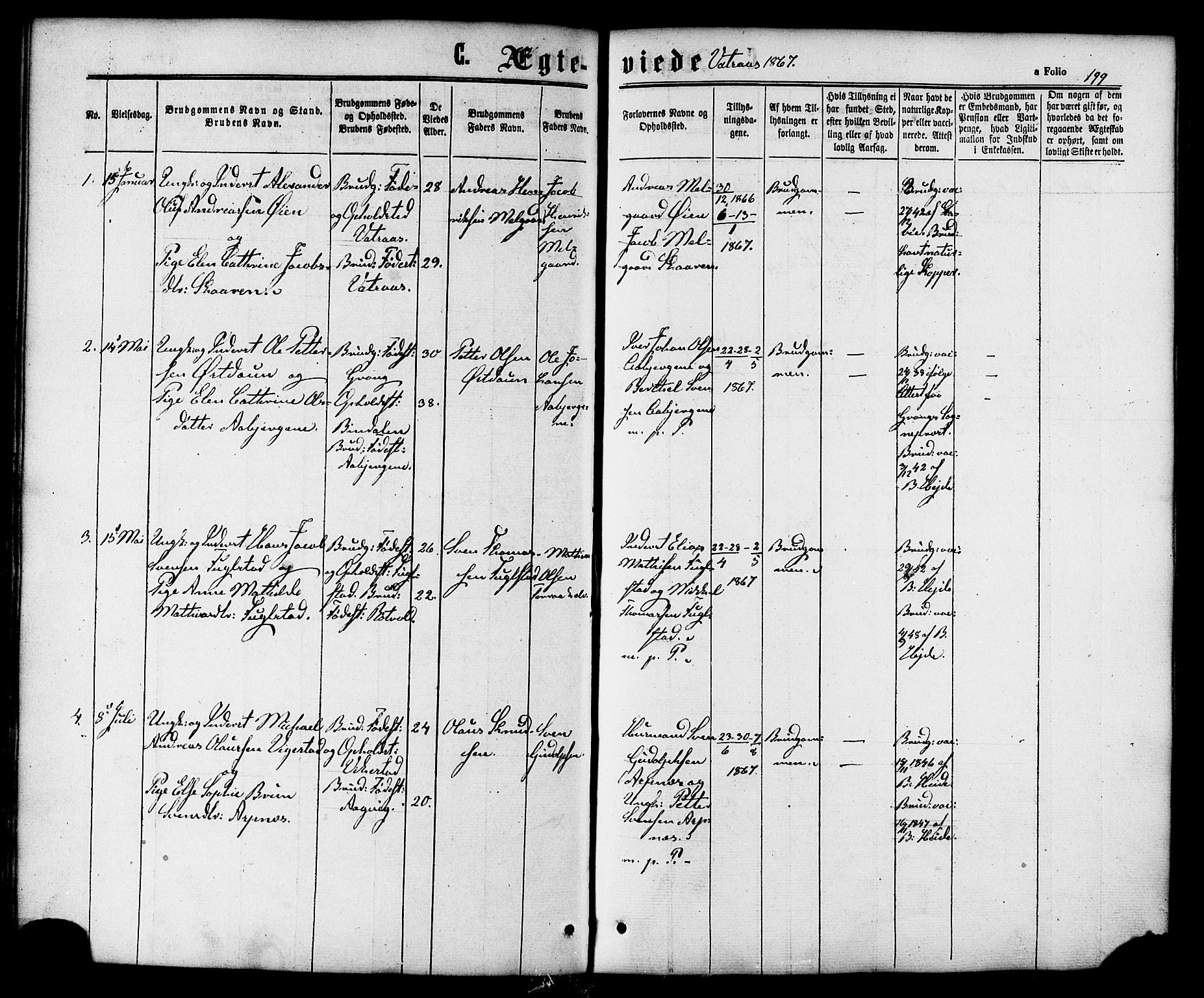 Ministerialprotokoller, klokkerbøker og fødselsregistre - Nordland, AV/SAT-A-1459/810/L0146: Ministerialbok nr. 810A08 /1, 1862-1874, s. 199