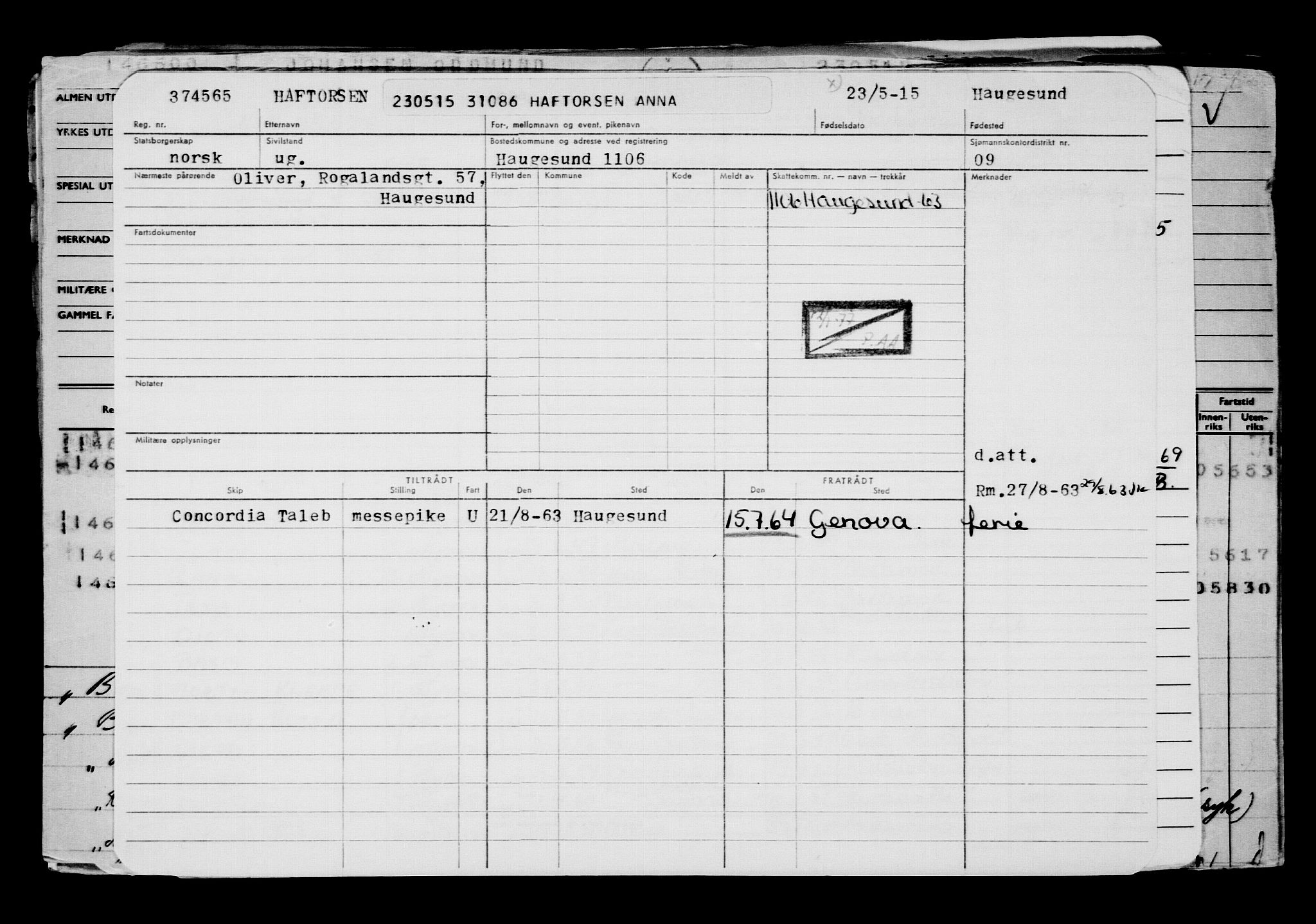 Direktoratet for sjømenn, AV/RA-S-3545/G/Gb/L0130: Hovedkort, 1915, s. 86