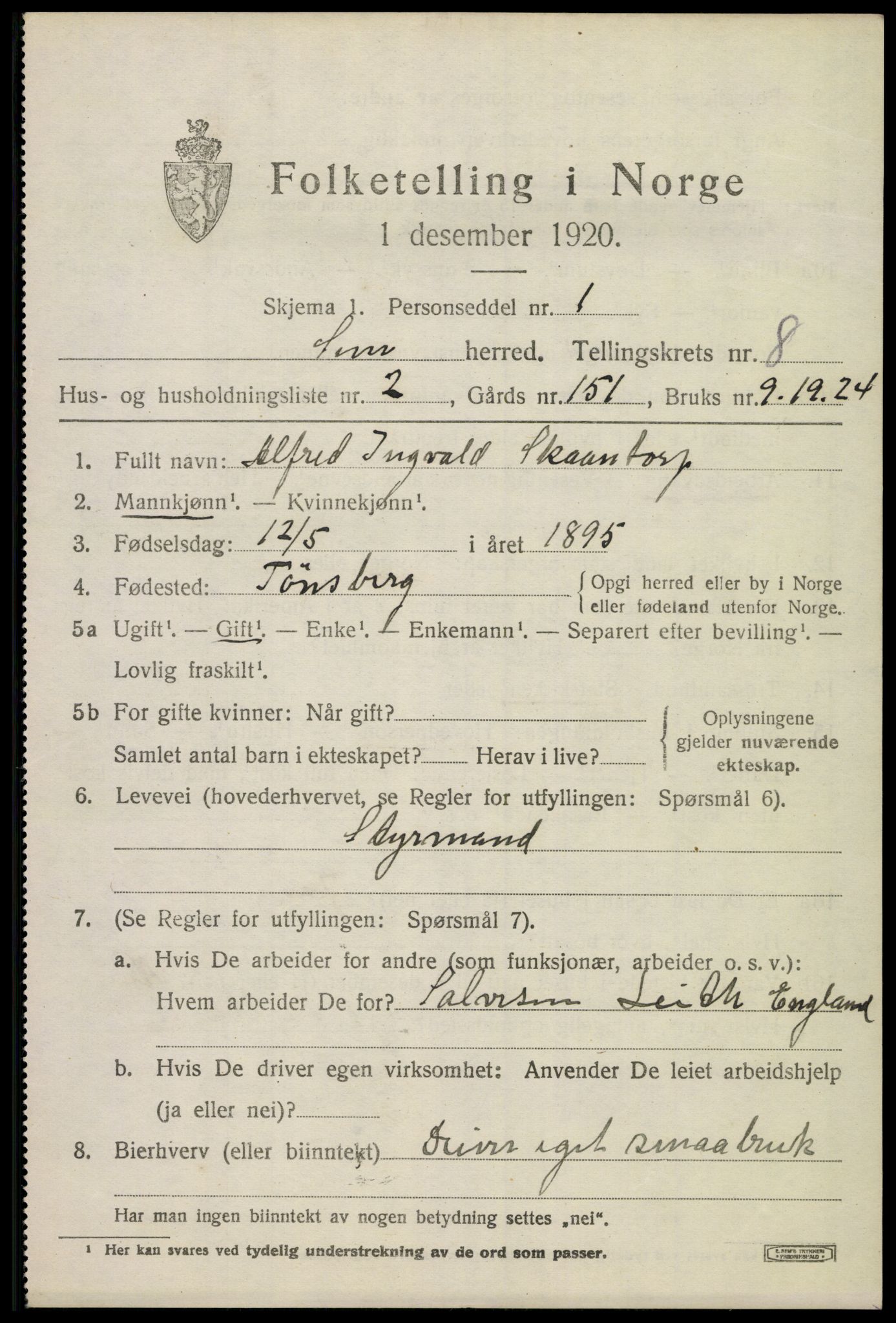 SAKO, Folketelling 1920 for 0721 Sem herred, 1920, s. 11203