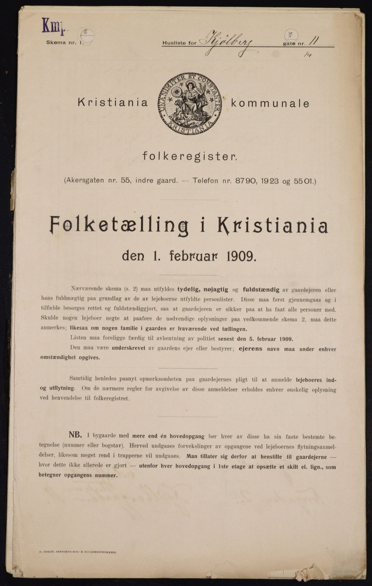 OBA, Kommunal folketelling 1.2.1909 for Kristiania kjøpstad, 1909, s. 47230