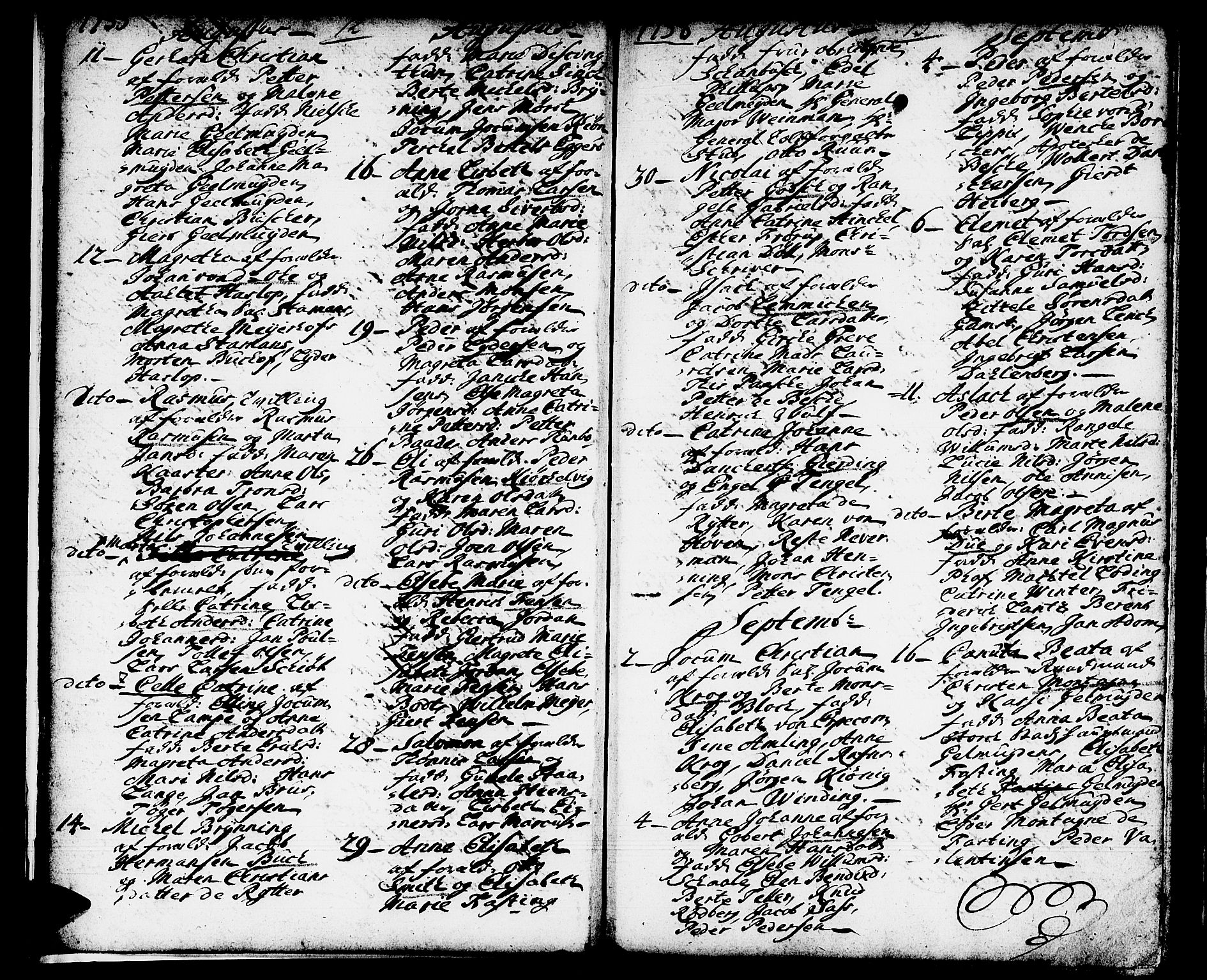 Domkirken sokneprestembete, SAB/A-74801/H/Haa/L0002: Ministerialbok nr. A 2, 1733-1750, s. 12-13