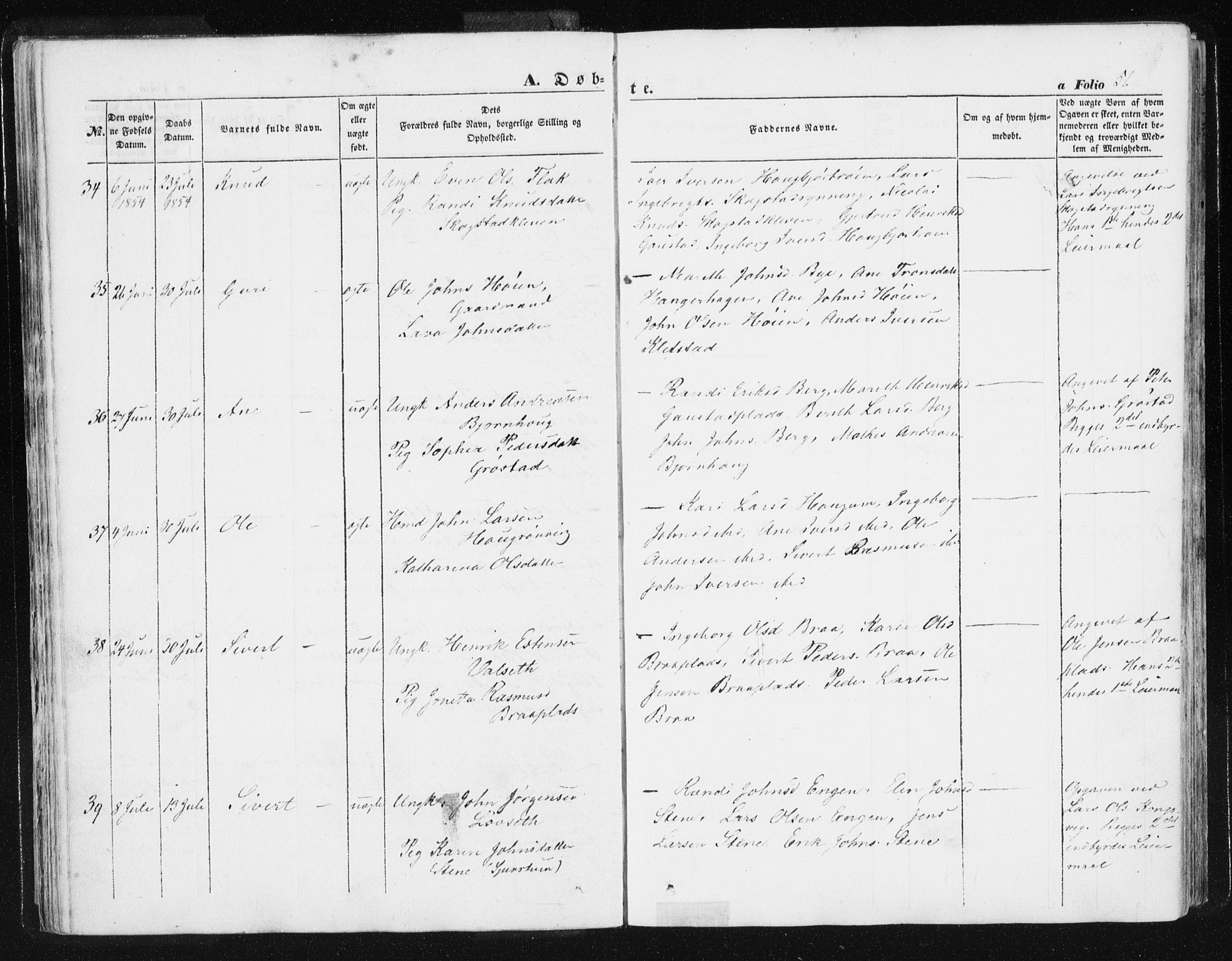 Ministerialprotokoller, klokkerbøker og fødselsregistre - Sør-Trøndelag, AV/SAT-A-1456/612/L0376: Ministerialbok nr. 612A08, 1846-1859, s. 51