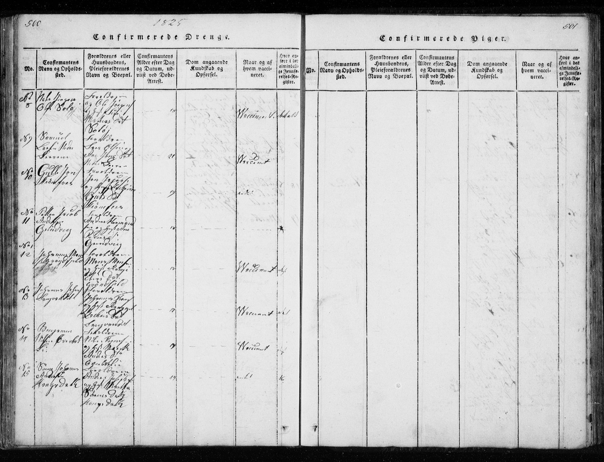 Ministerialprotokoller, klokkerbøker og fødselsregistre - Nordland, AV/SAT-A-1459/827/L0412: Klokkerbok nr. 827C01, 1820-1841, s. 500-501