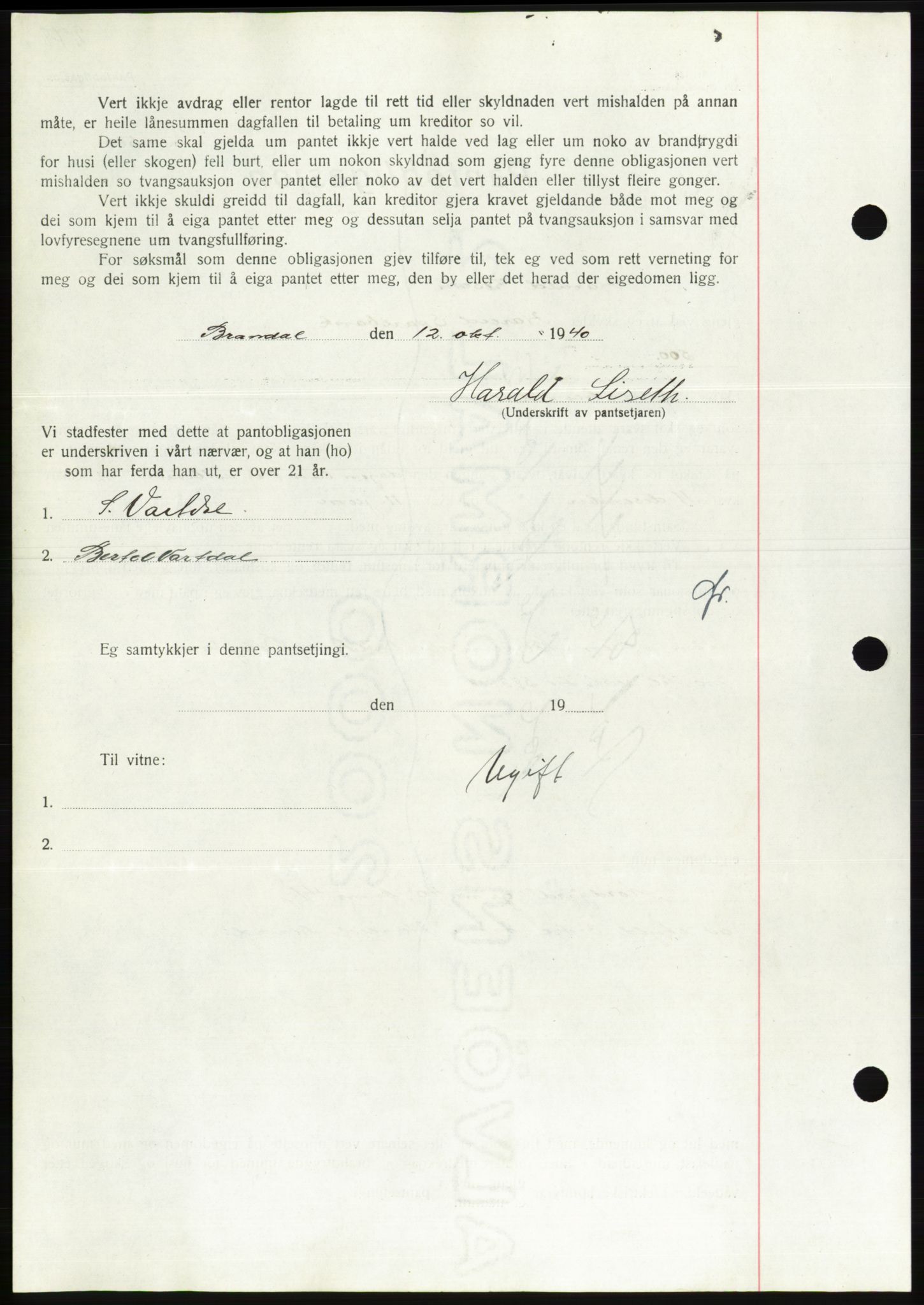 Søre Sunnmøre sorenskriveri, AV/SAT-A-4122/1/2/2C/L0070: Pantebok nr. 64, 1940-1941, Dagboknr: 855/1940