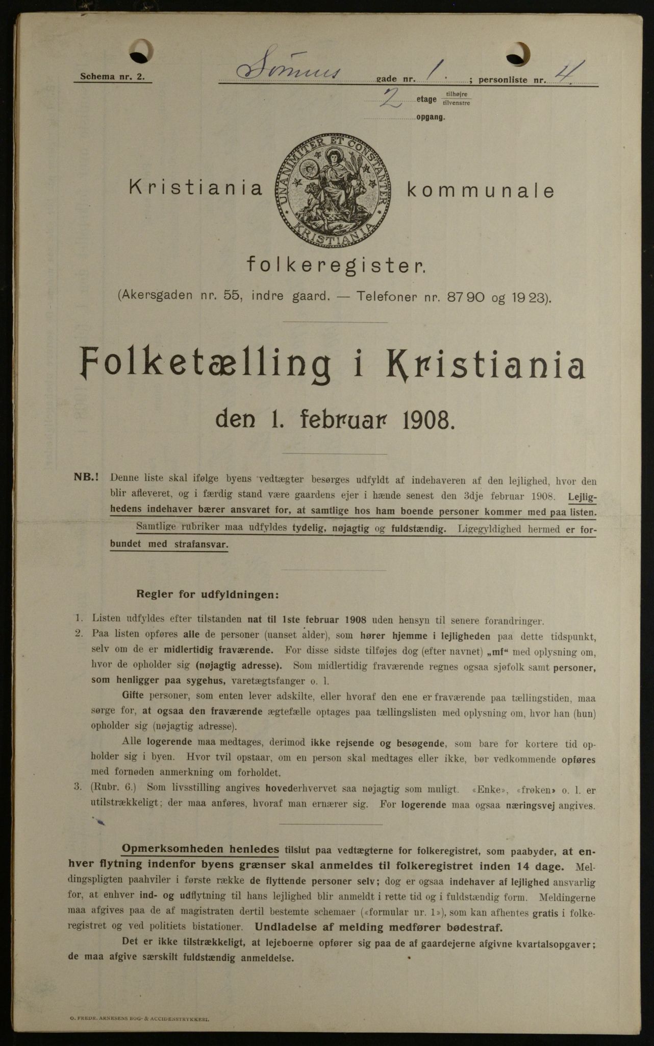 OBA, Kommunal folketelling 1.2.1908 for Kristiania kjøpstad, 1908, s. 96068