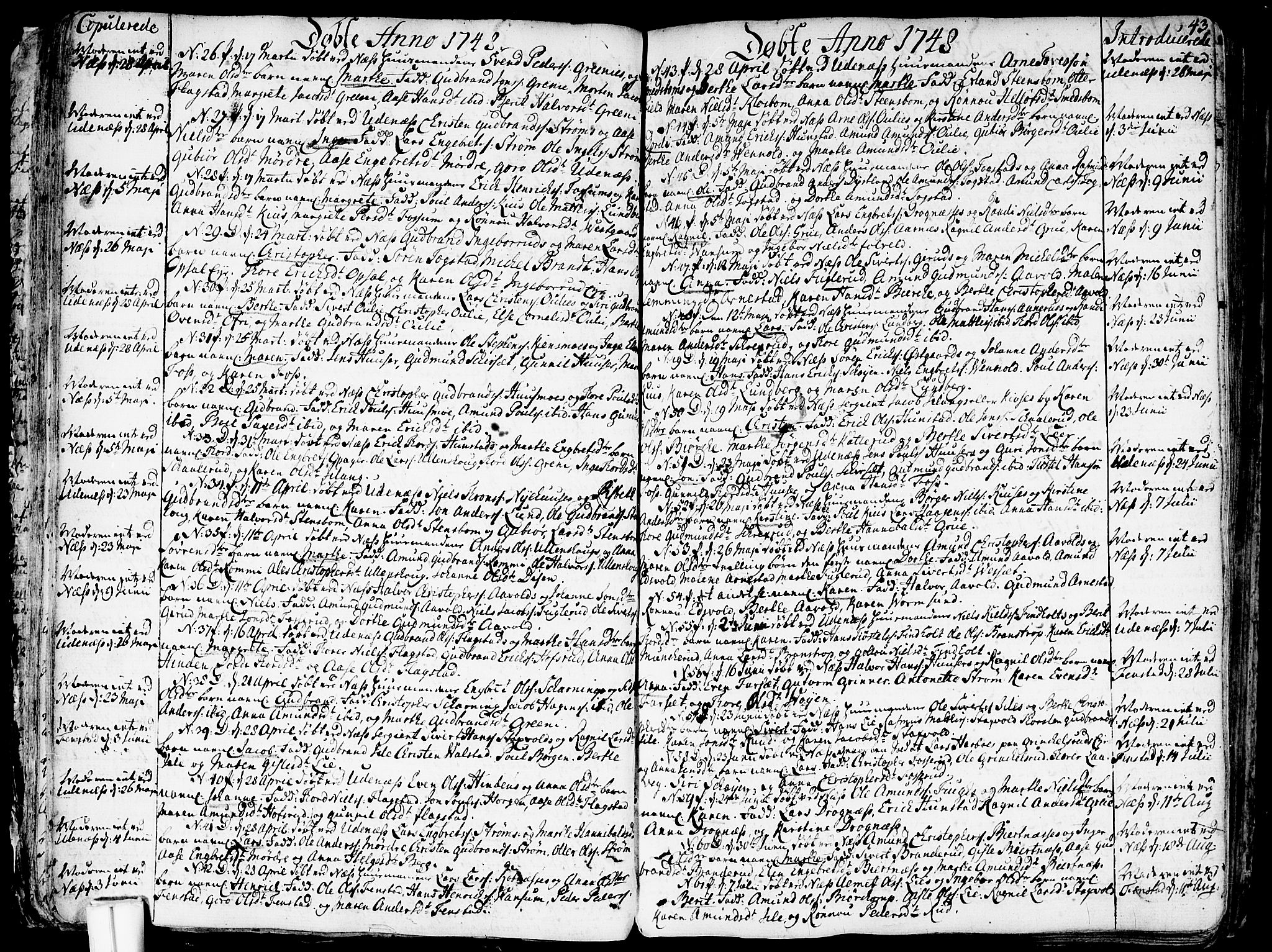 Nes prestekontor Kirkebøker, SAO/A-10410/F/Fa/L0003: Ministerialbok nr. I 3, 1734-1781, s. 43