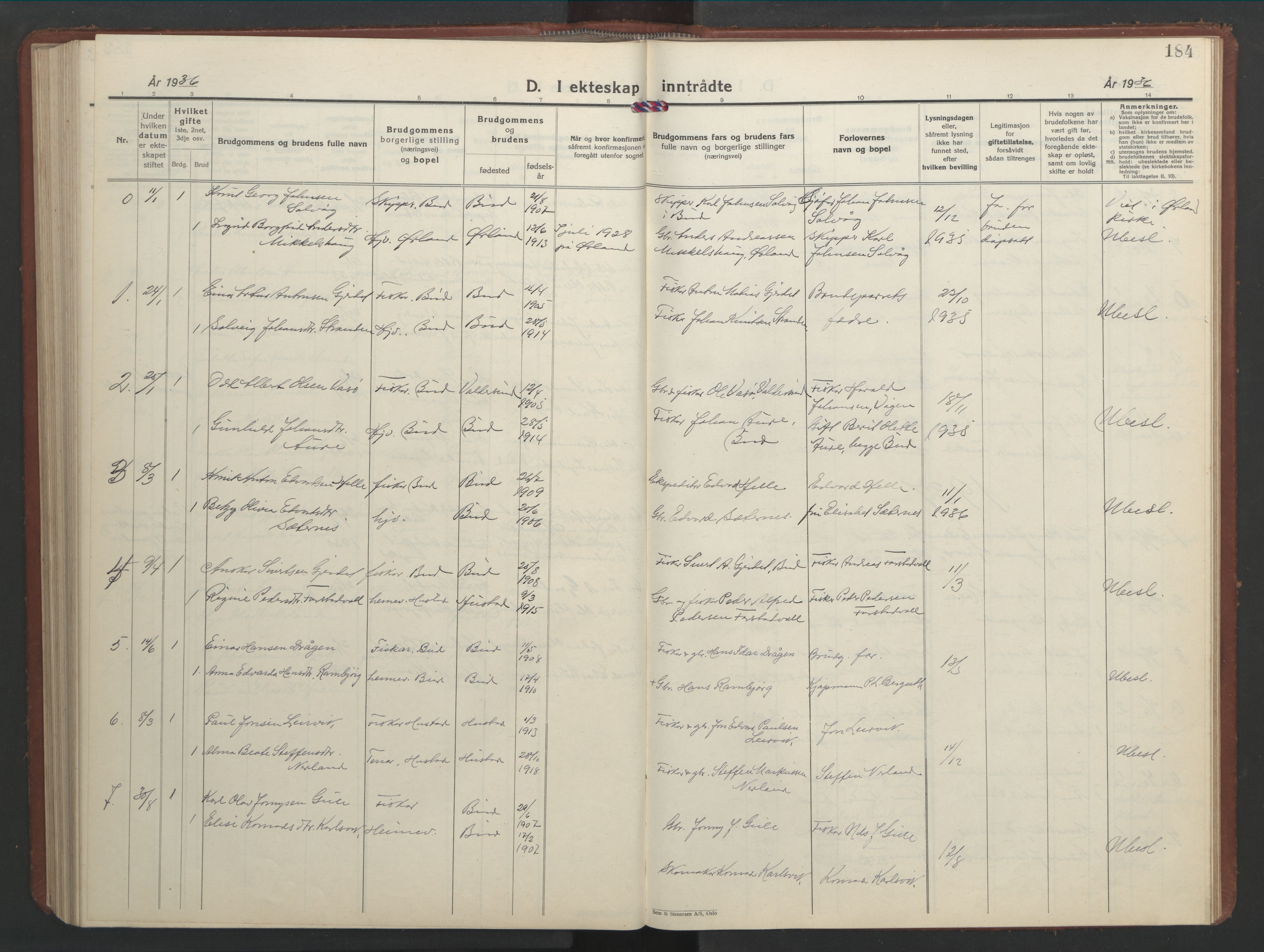 Ministerialprotokoller, klokkerbøker og fødselsregistre - Møre og Romsdal, SAT/A-1454/566/L0775: Klokkerbok nr. 566C04, 1930-1946, s. 184