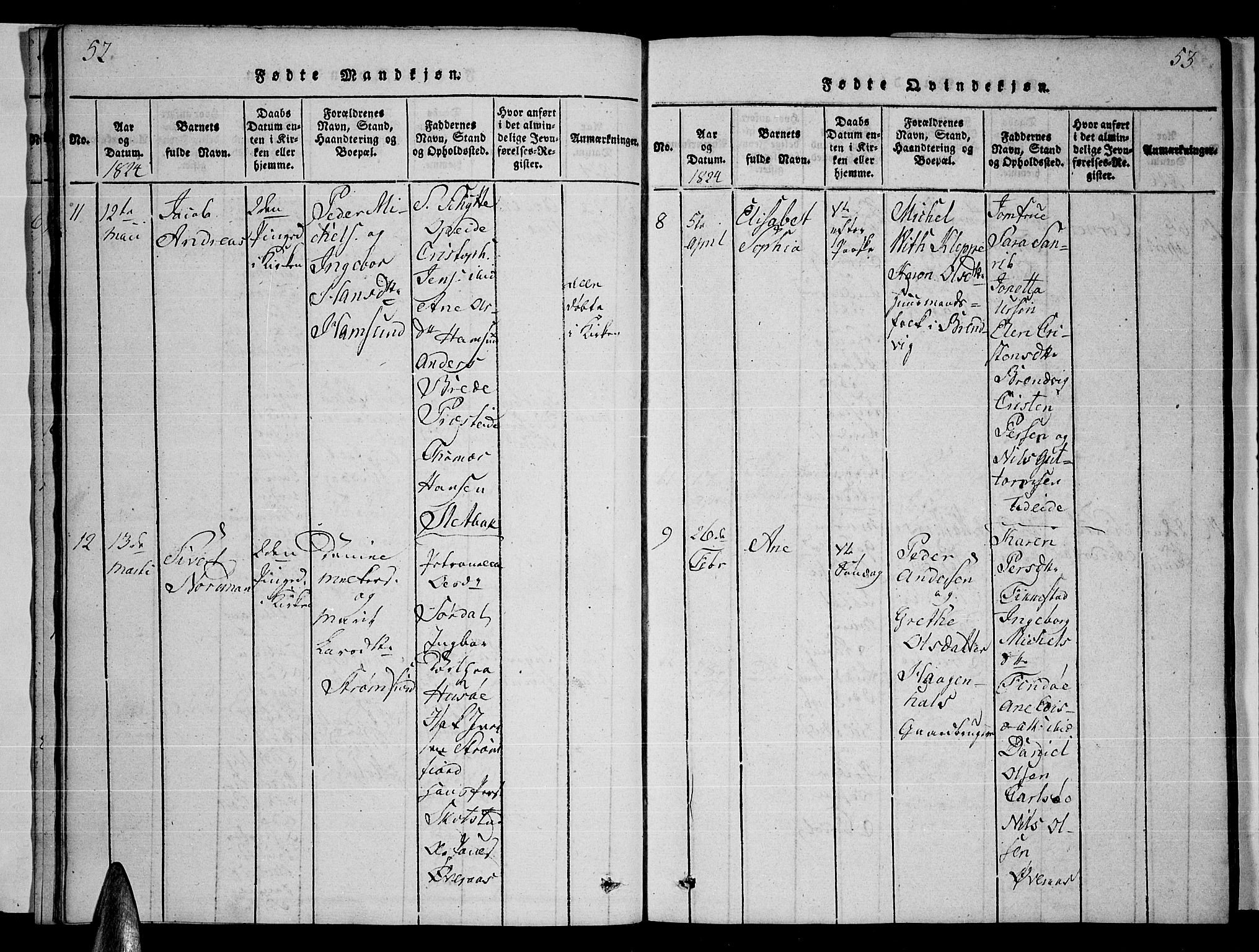 Ministerialprotokoller, klokkerbøker og fødselsregistre - Nordland, AV/SAT-A-1459/859/L0855: Klokkerbok nr. 859C01, 1821-1839, s. 52-53