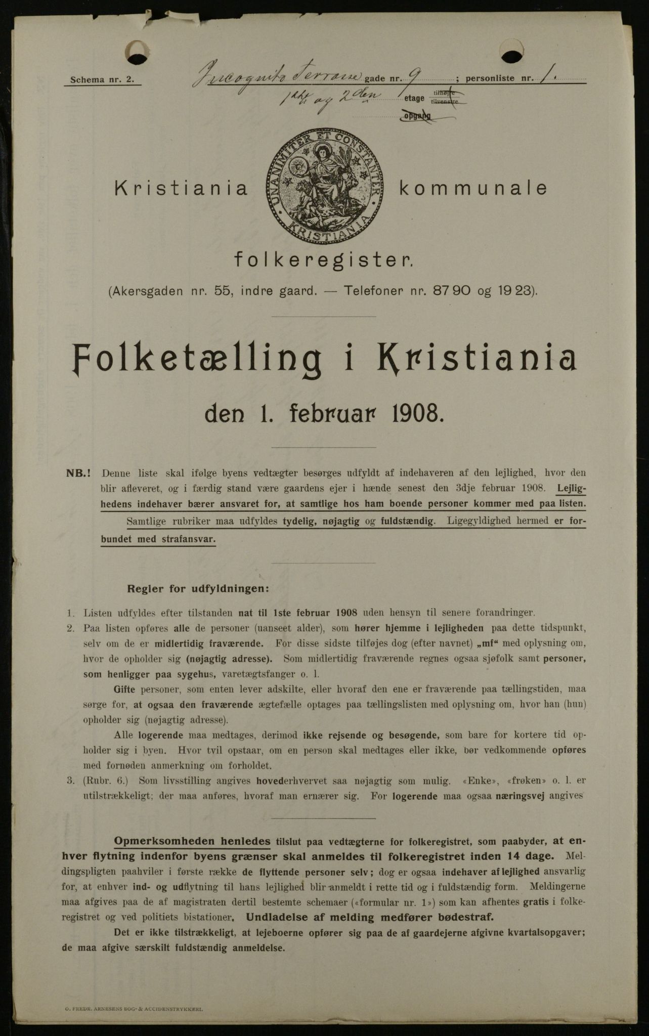 OBA, Kommunal folketelling 1.2.1908 for Kristiania kjøpstad, 1908, s. 39949