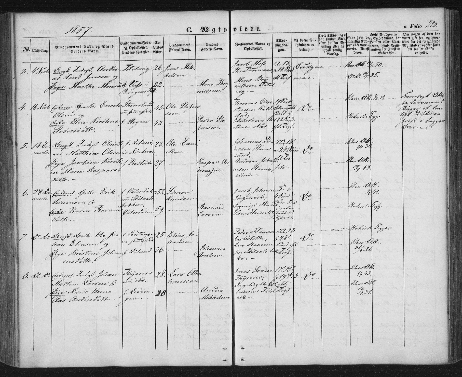 Ministerialprotokoller, klokkerbøker og fødselsregistre - Nordland, AV/SAT-A-1459/859/L0844: Ministerialbok nr. 859A04, 1849-1862, s. 220