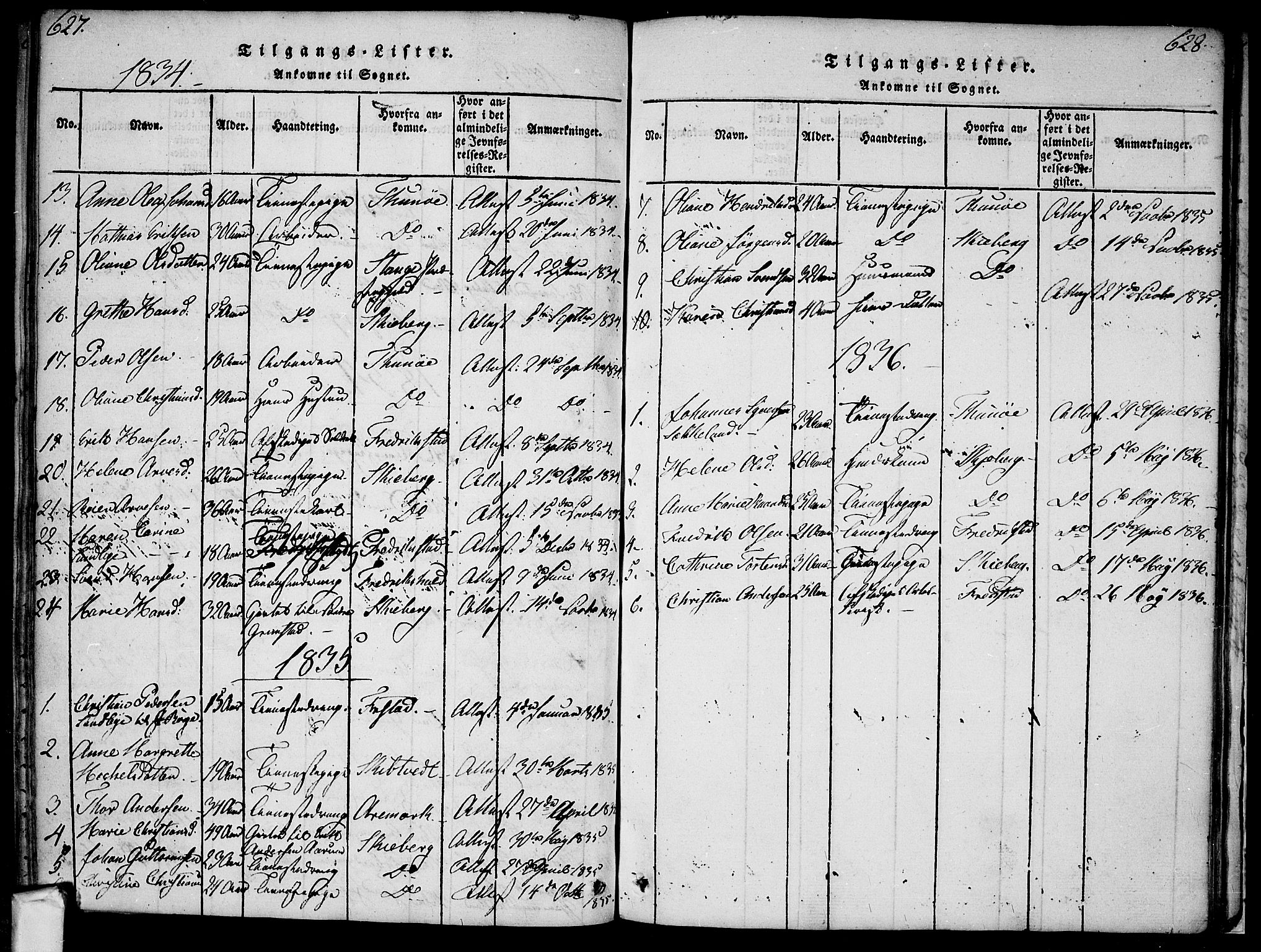 Borge prestekontor Kirkebøker, SAO/A-10903/F/Fa/L0003: Ministerialbok nr. I 3, 1815-1836, s. 627-628