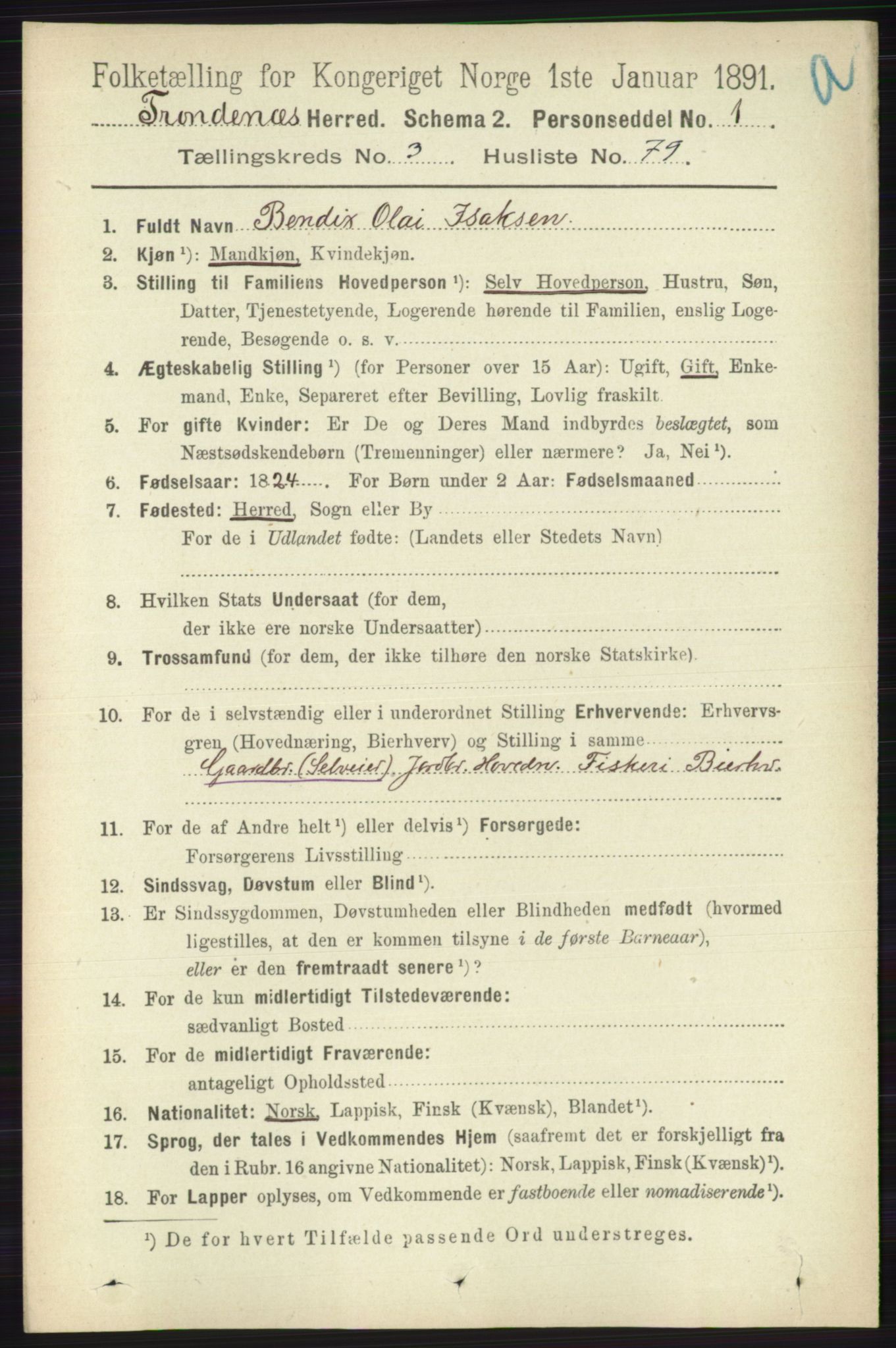 RA, Folketelling 1891 for 1914 Trondenes herred, 1891, s. 1712