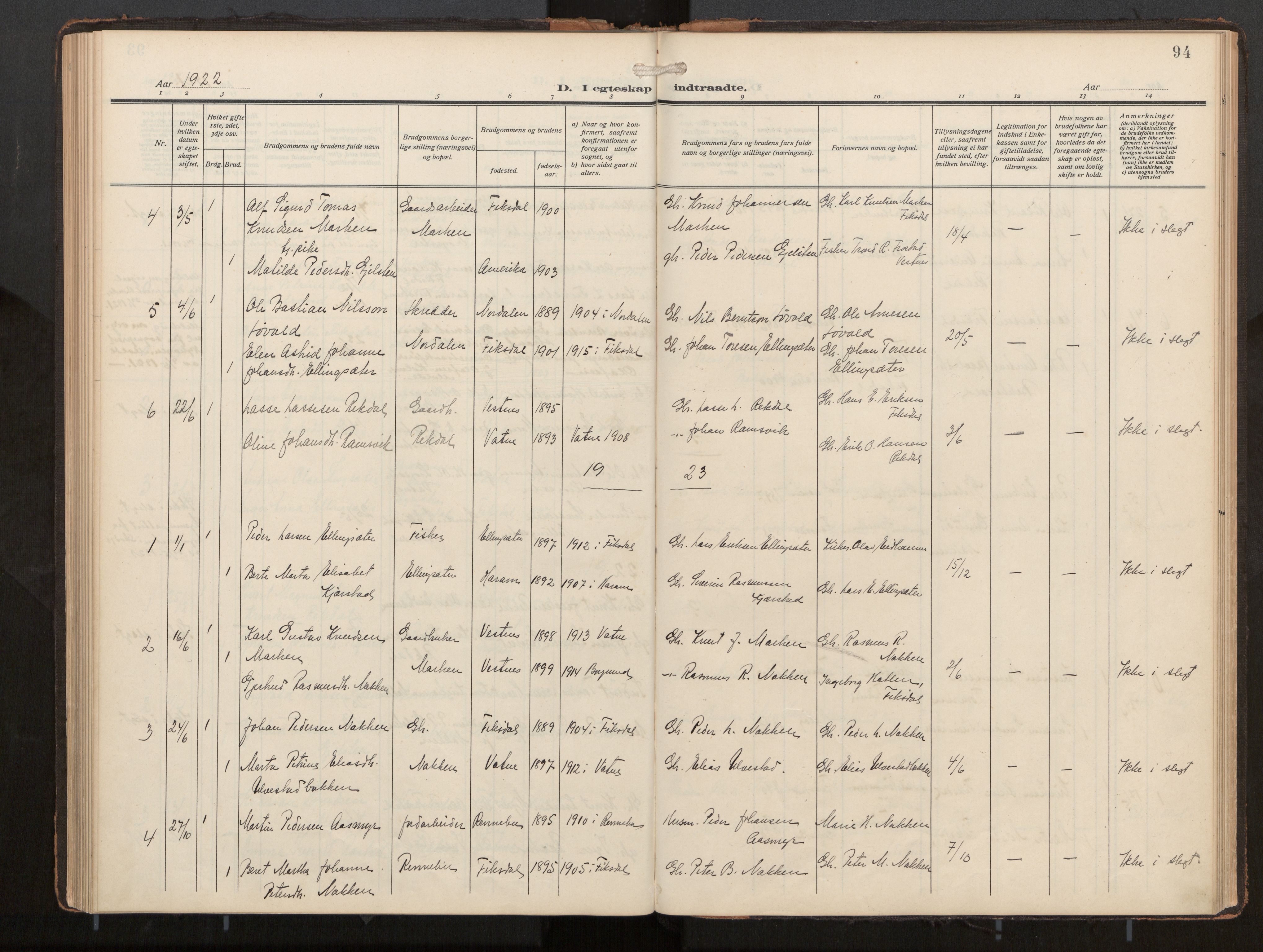 Ministerialprotokoller, klokkerbøker og fødselsregistre - Møre og Romsdal, AV/SAT-A-1454/540/L0540b: Ministerialbok nr. 540A03, 1909-1932, s. 94