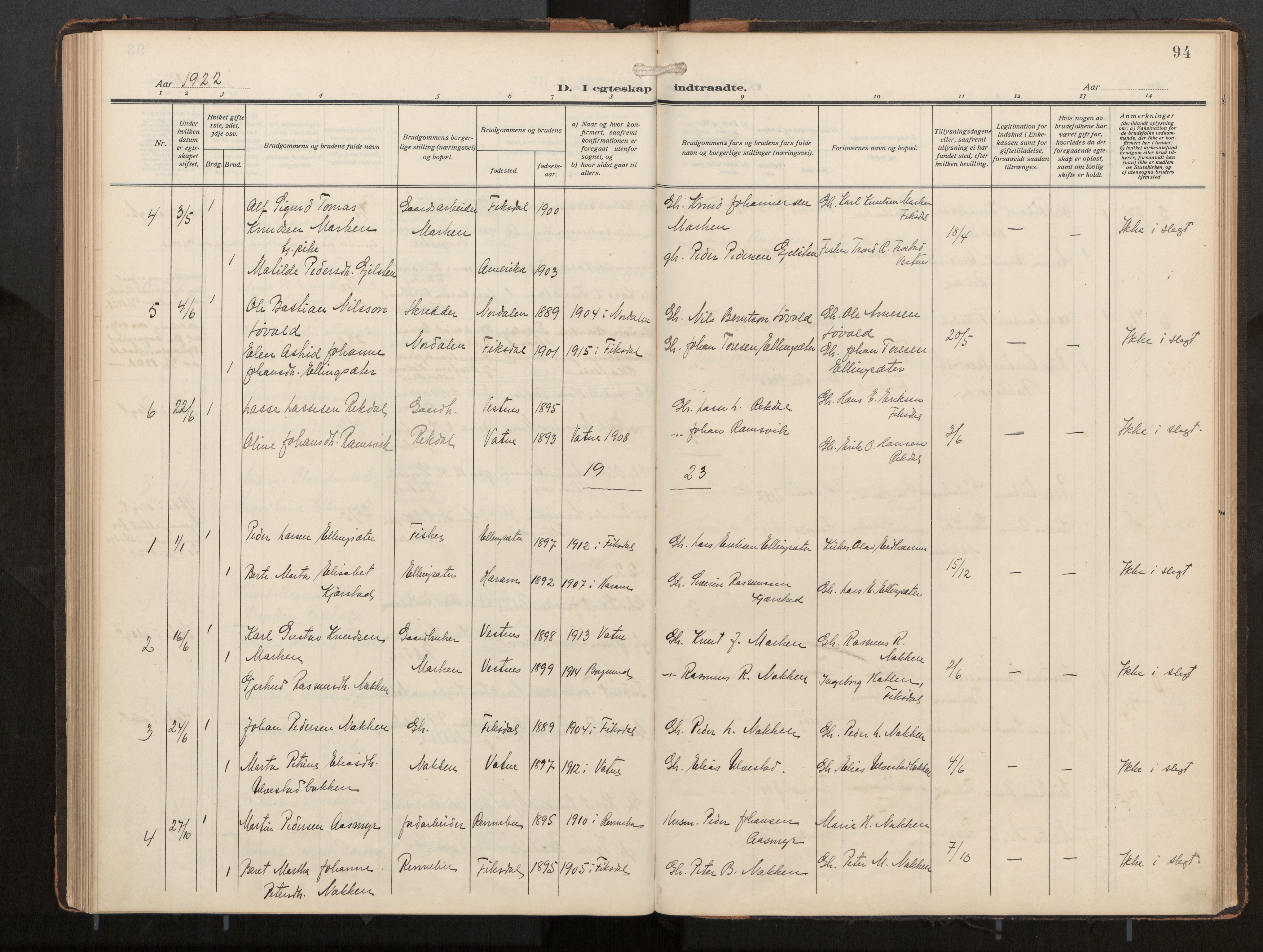 Ministerialprotokoller, klokkerbøker og fødselsregistre - Møre og Romsdal, SAT/A-1454/540/L0540b: Ministerialbok nr. 540A03, 1909-1932, s. 94