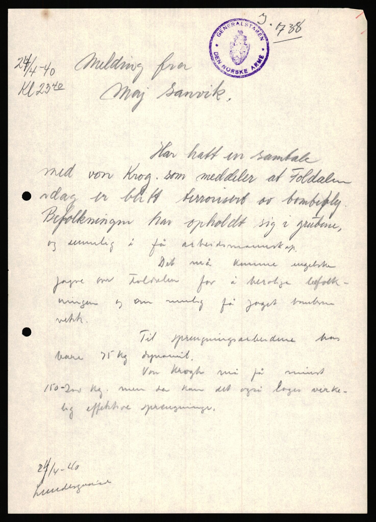 Forsvaret, Forsvarets krigshistoriske avdeling, AV/RA-RAFA-2017/Y/Ya/L0031: II-C-11-51 - Hærens overkommando, 1940, s. 297