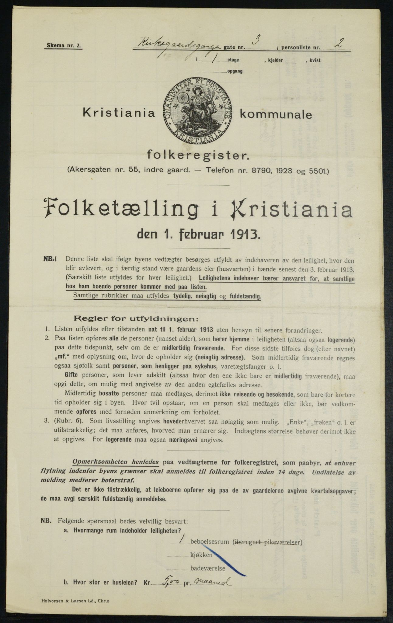 OBA, Kommunal folketelling 1.2.1913 for Kristiania, 1913, s. 49748