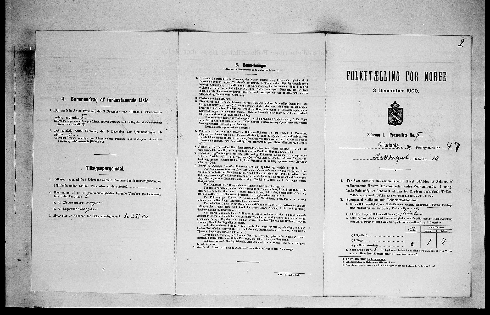 SAO, Folketelling 1900 for 0301 Kristiania kjøpstad, 1900, s. 3256