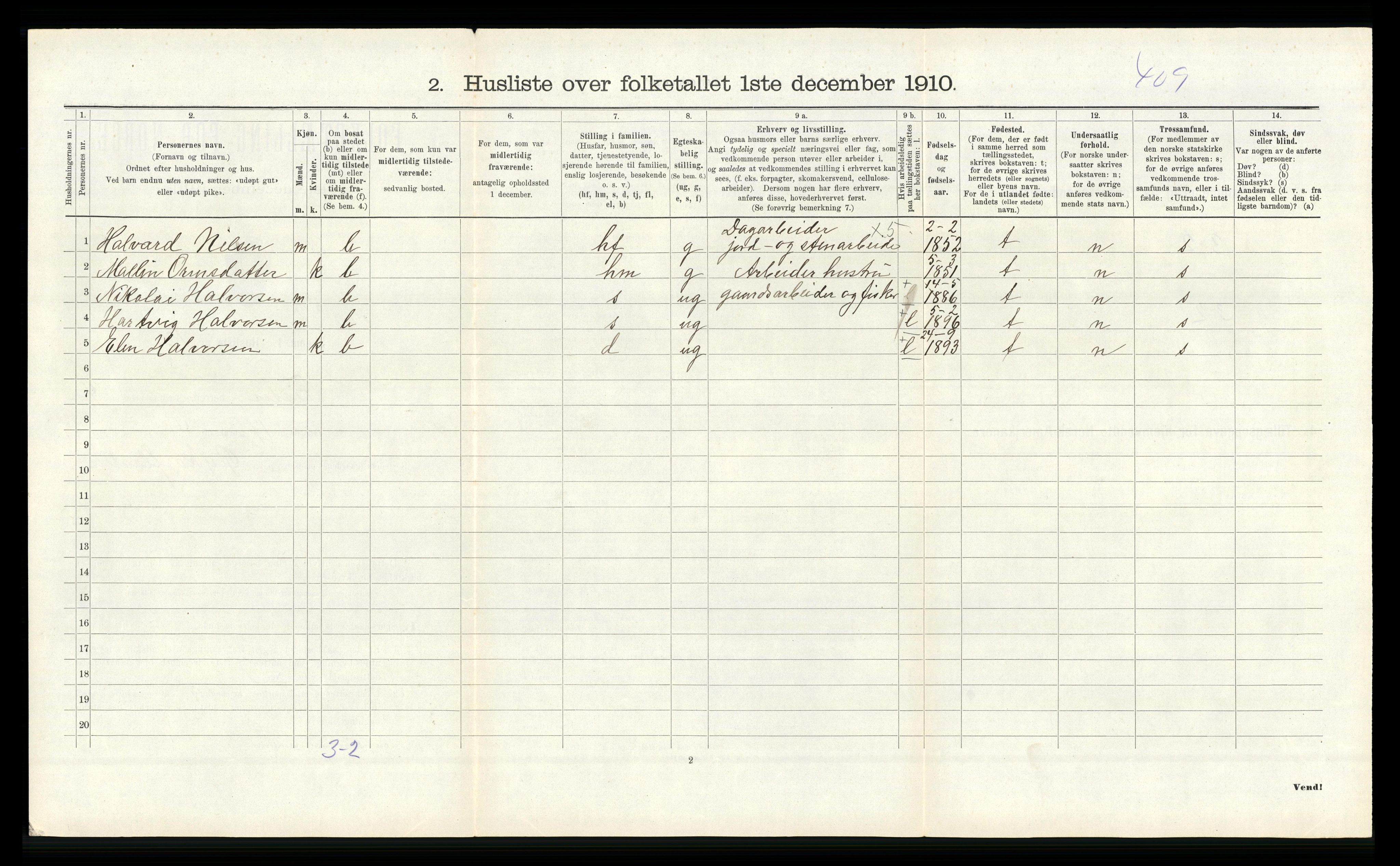 RA, Folketelling 1910 for 1132 Fister herred, 1910, s. 191